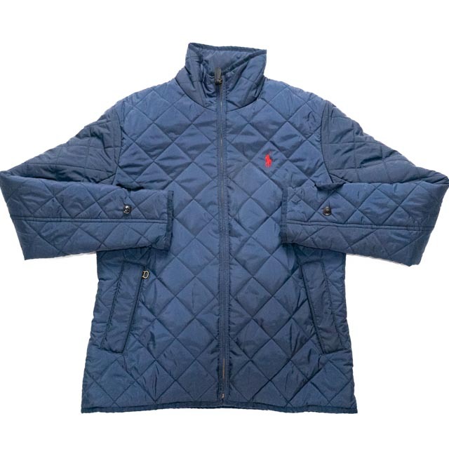 Polo Ralph Lauren Boy's M Diamond Quilted Jacket Insulated Blue Zip Pockets