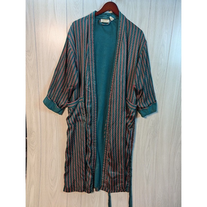 Victorias Secret Gold Label Vtg Womens Green Terry Lined Robe Bathrobe sz S READ