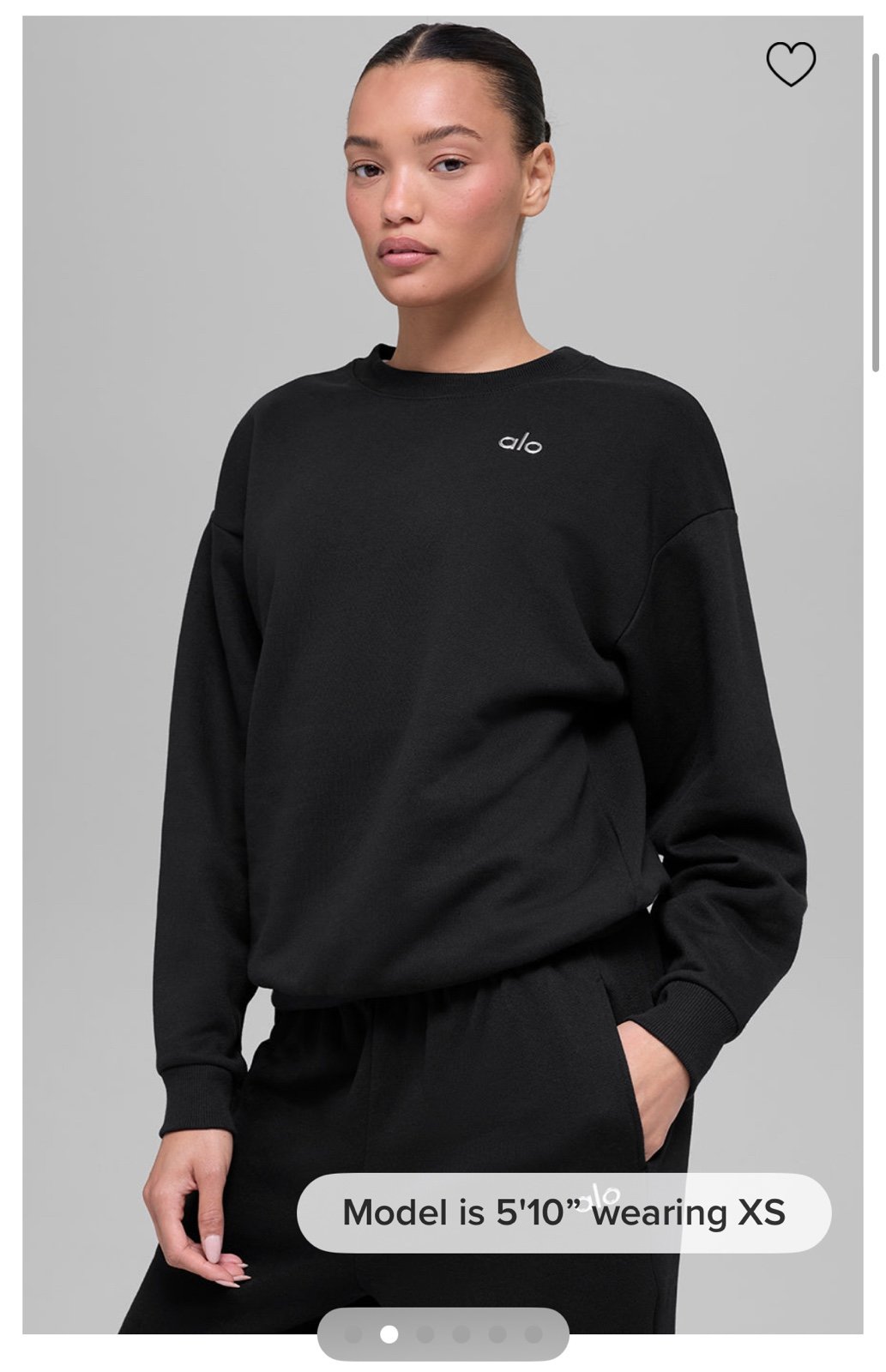 Alo Accolade Set Black Crewneck + Sweatpants - Small