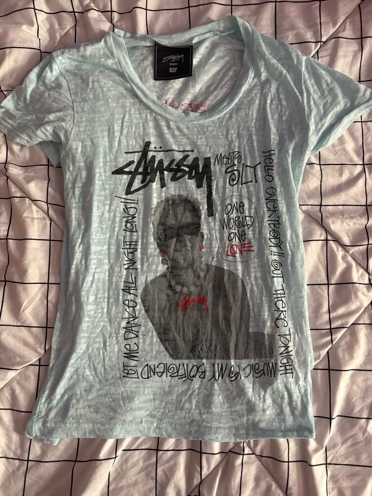 Stussy International Crop Top Womens 8 White Oversized Crew