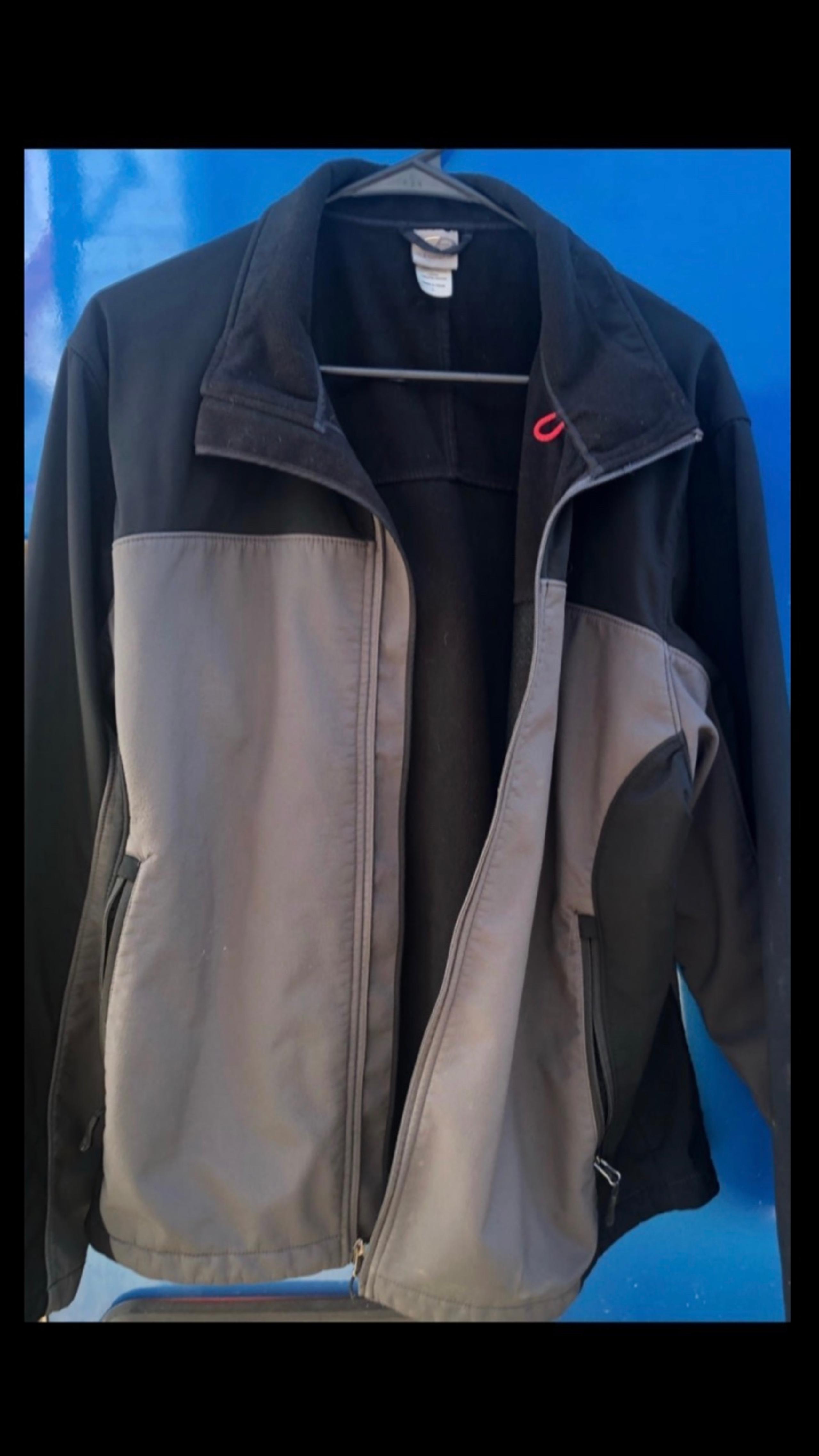 Champion FLEECE LINED Jacket Gray Black Full Zip Lightweight Men's Size Large