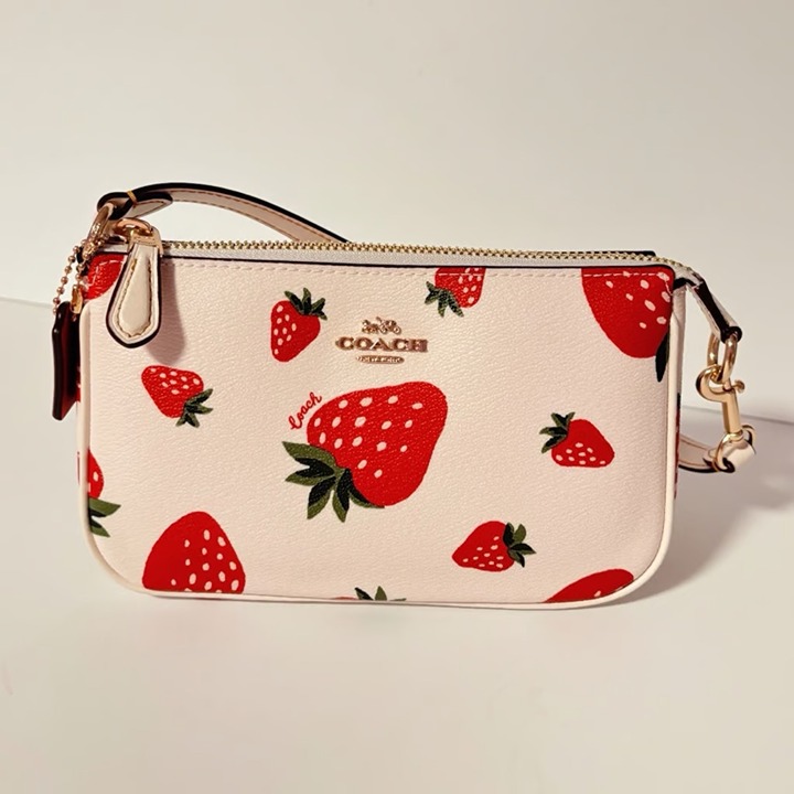 Coach Nolita 19 Leather Shoulder Bag With Wild Strawberry Print, Fashion Handbag