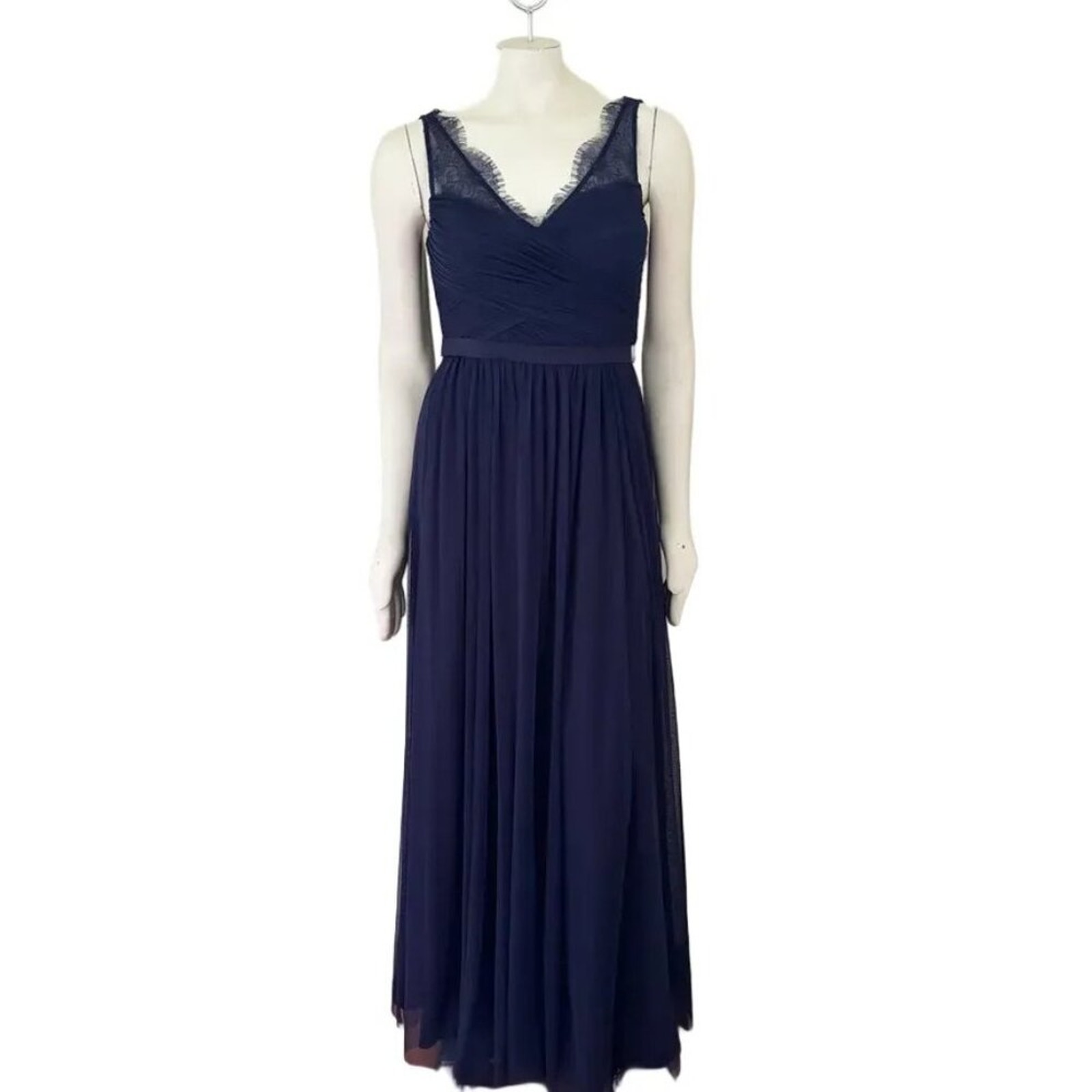 NEW Anthropologie BHLDN Hitherto Fleur Dress Navy Blue Lace Tulle Gown WOMEN'S 4