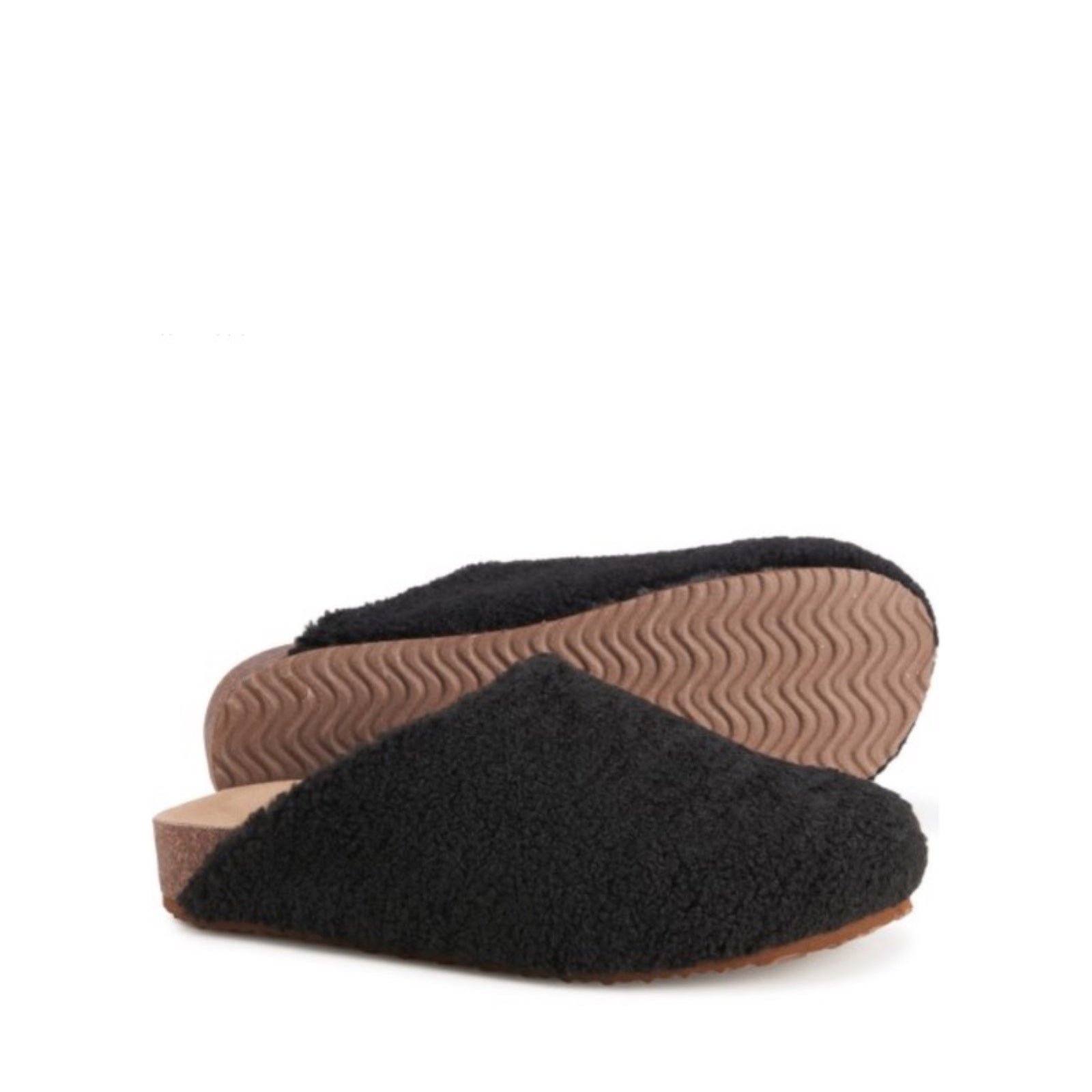 NEW Steve Madden Vesa Sherpa Faux Fur Black Mules Clogs