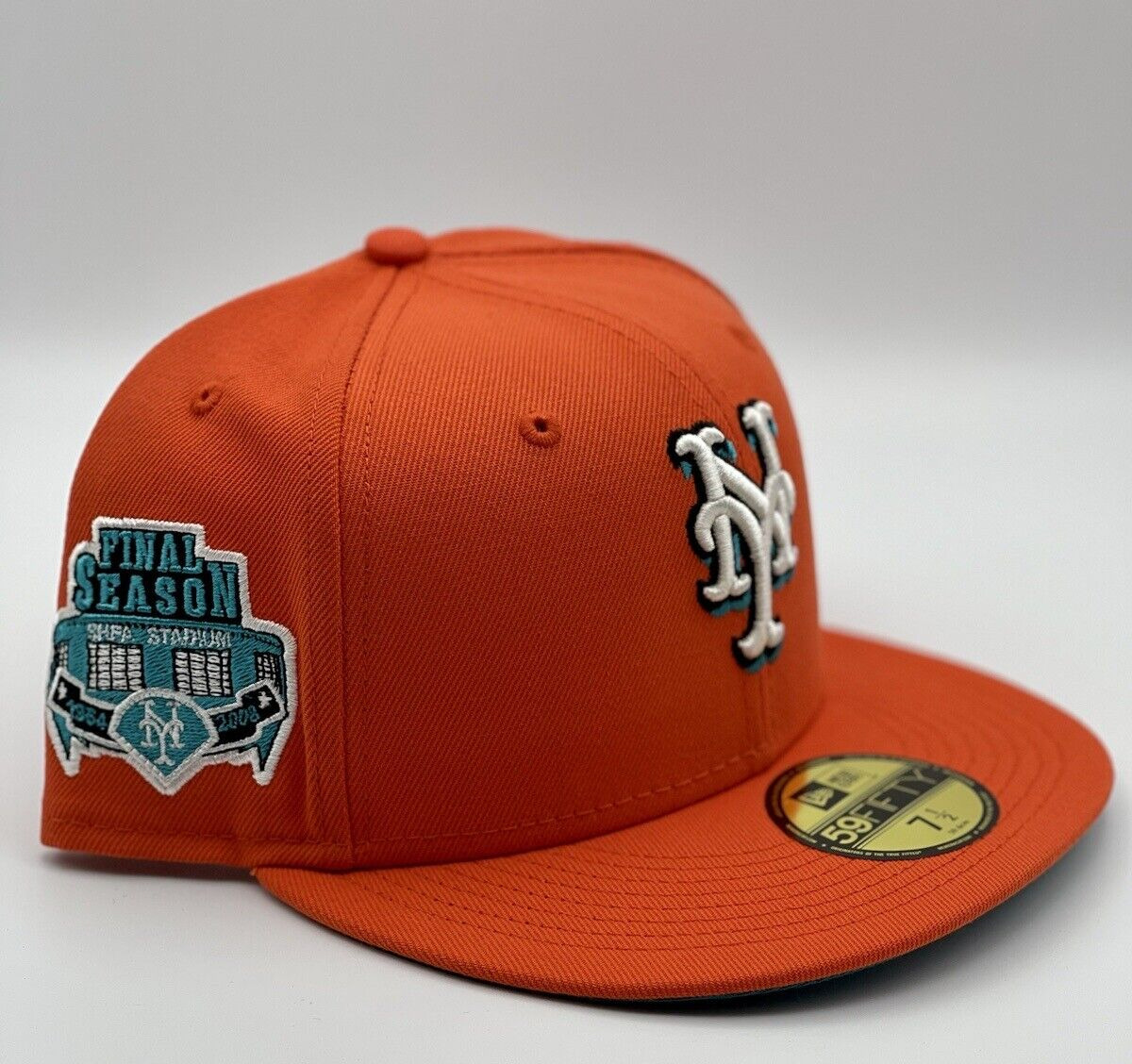 New Era New York Mets Final Season Patch 7 1/2 Orange Teal Sports World 165