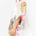 Z&L Europe Floral Print Airy 100% Cotton Pom-Pom Caftan Swim Cover Up sz XL