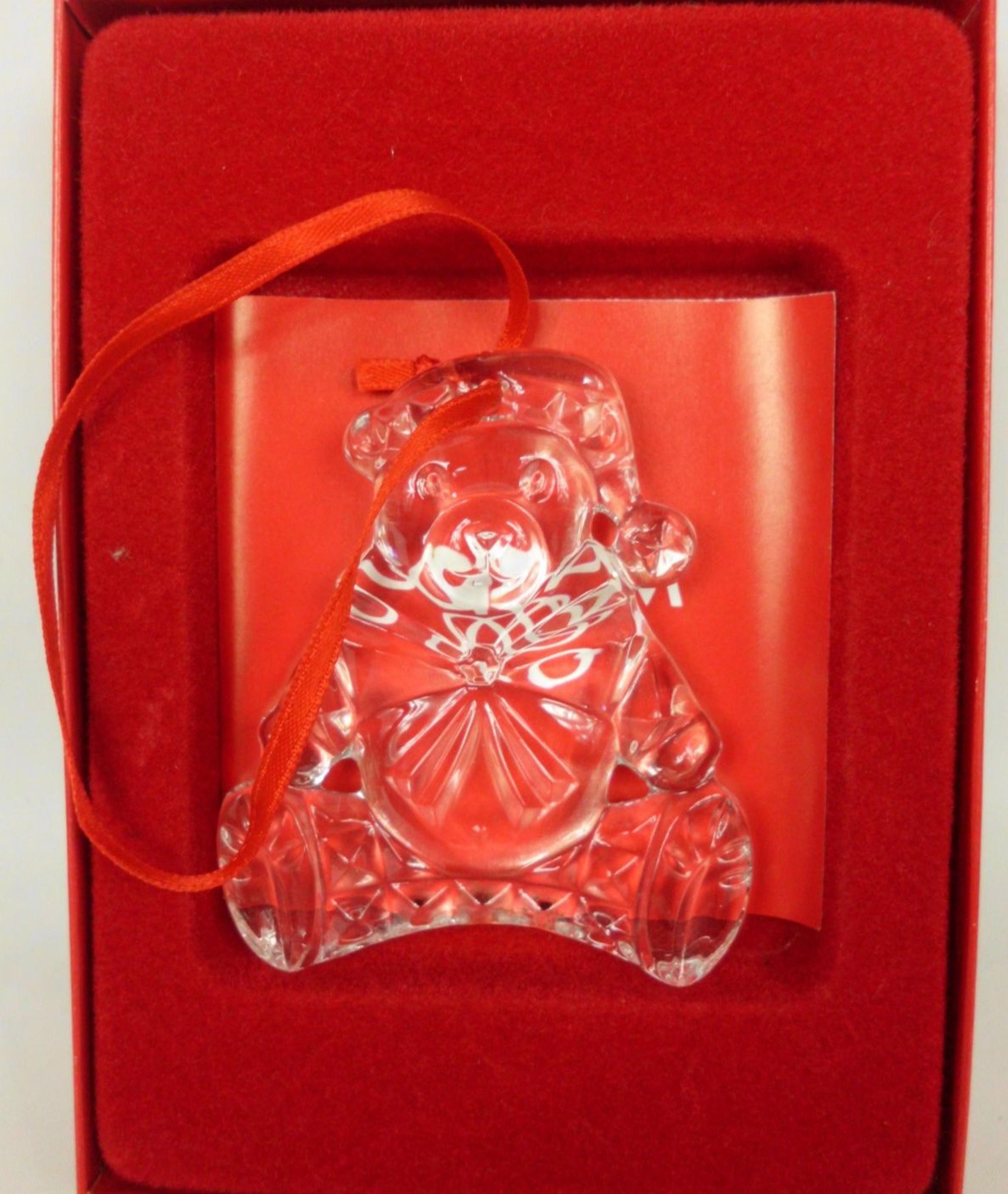 Vintage Gorham Lead Crystal Ornament Clear Glass Teddy Bear Christmas with Box