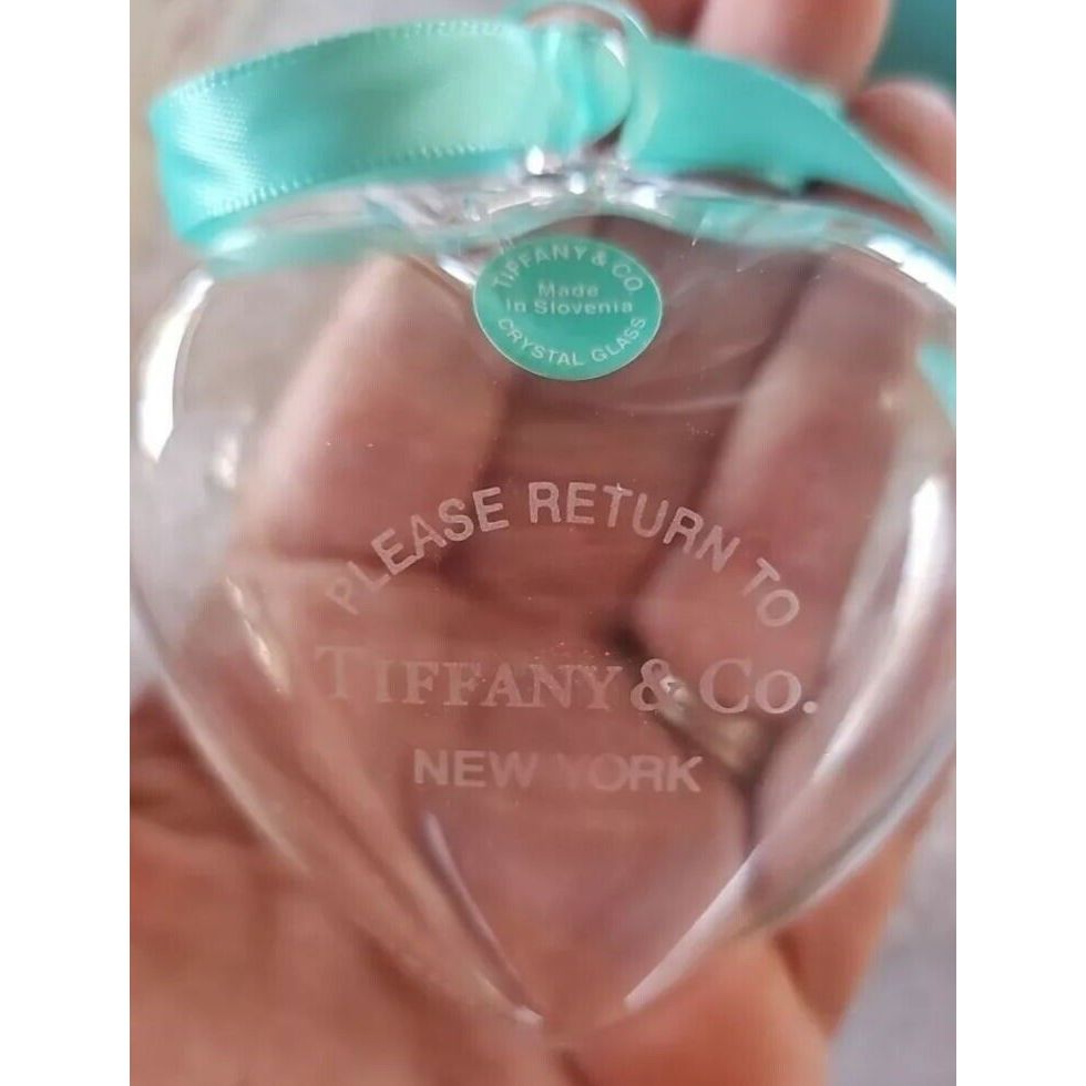 Tiffany Puffy Heart Glass Christmas Ornament With Box