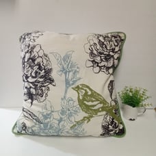 Vintage Botanical Embroidered Sparrow Bird Accent Sofa Throw Accent Pillow