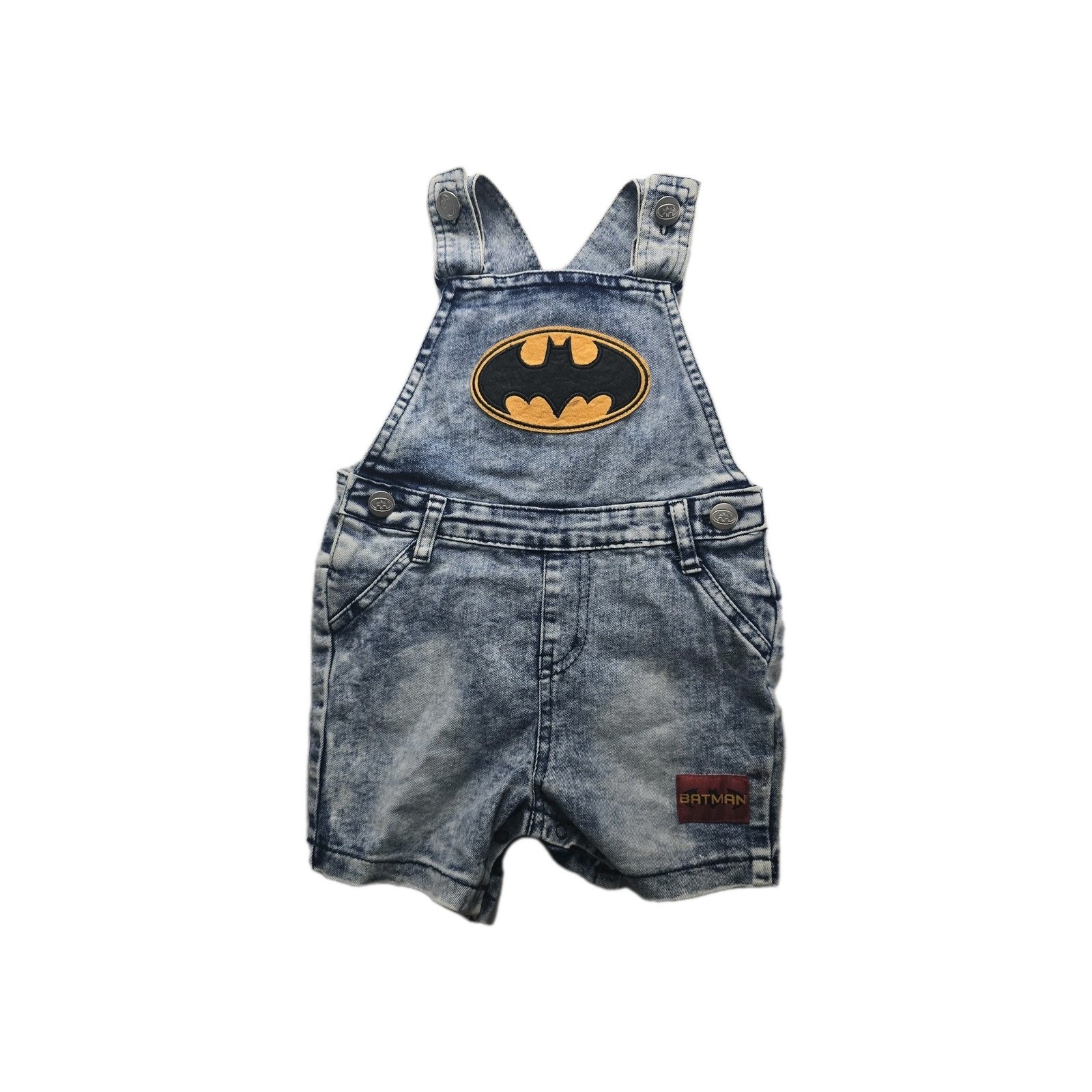 Batman Toddler Acid Wash Adjustable Shortalls Overalls 12-18 Months