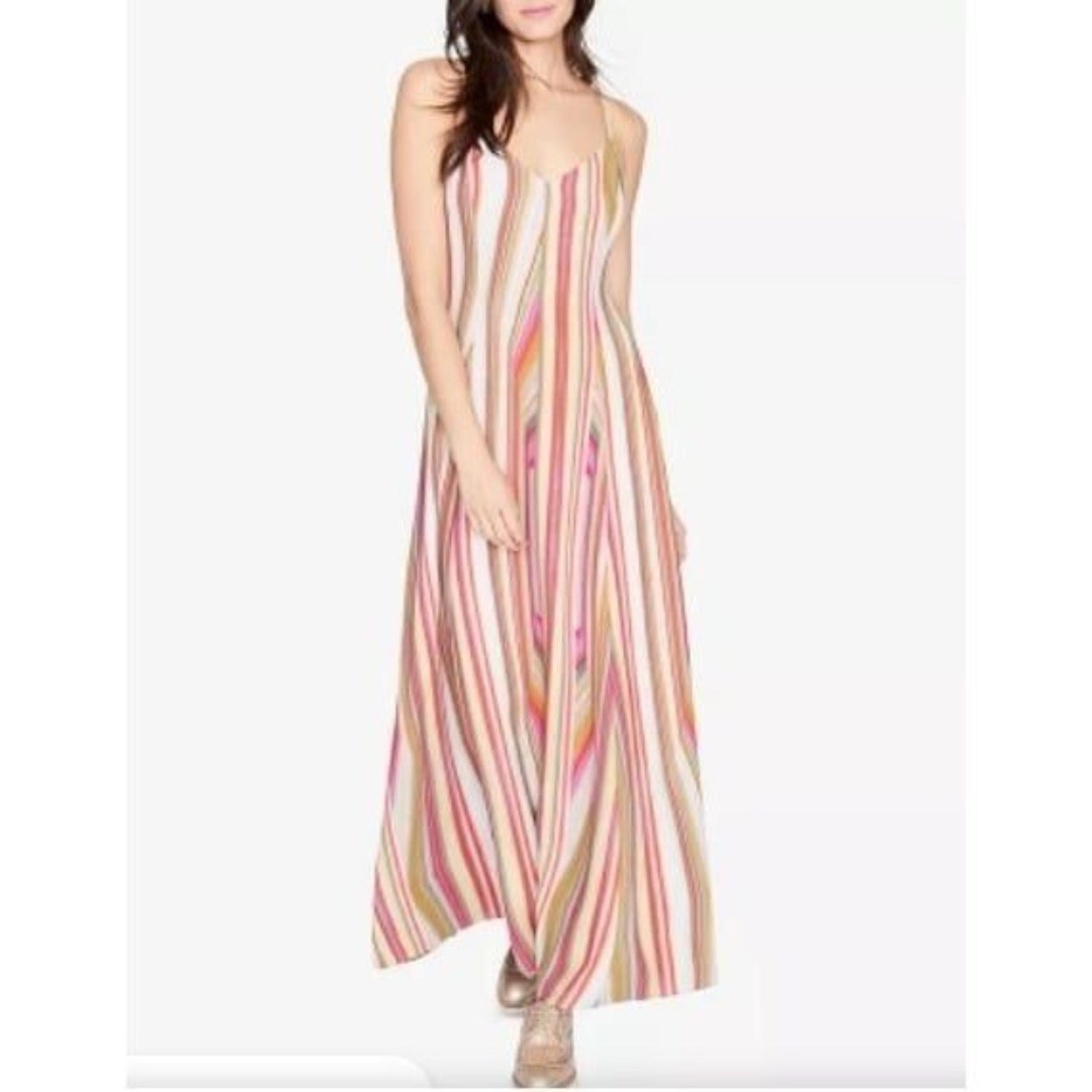 RACHEL Rachel Roy Womens Dress Striped 10 Maxi Lined Strappy Scoop Neck