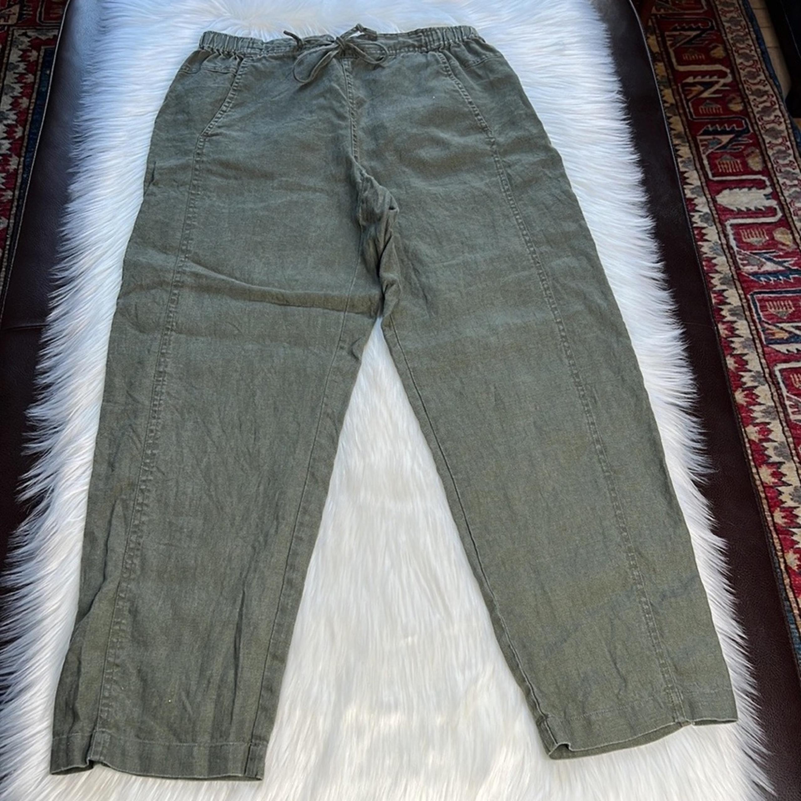 Orvis Army Green High Rise Linen Pants