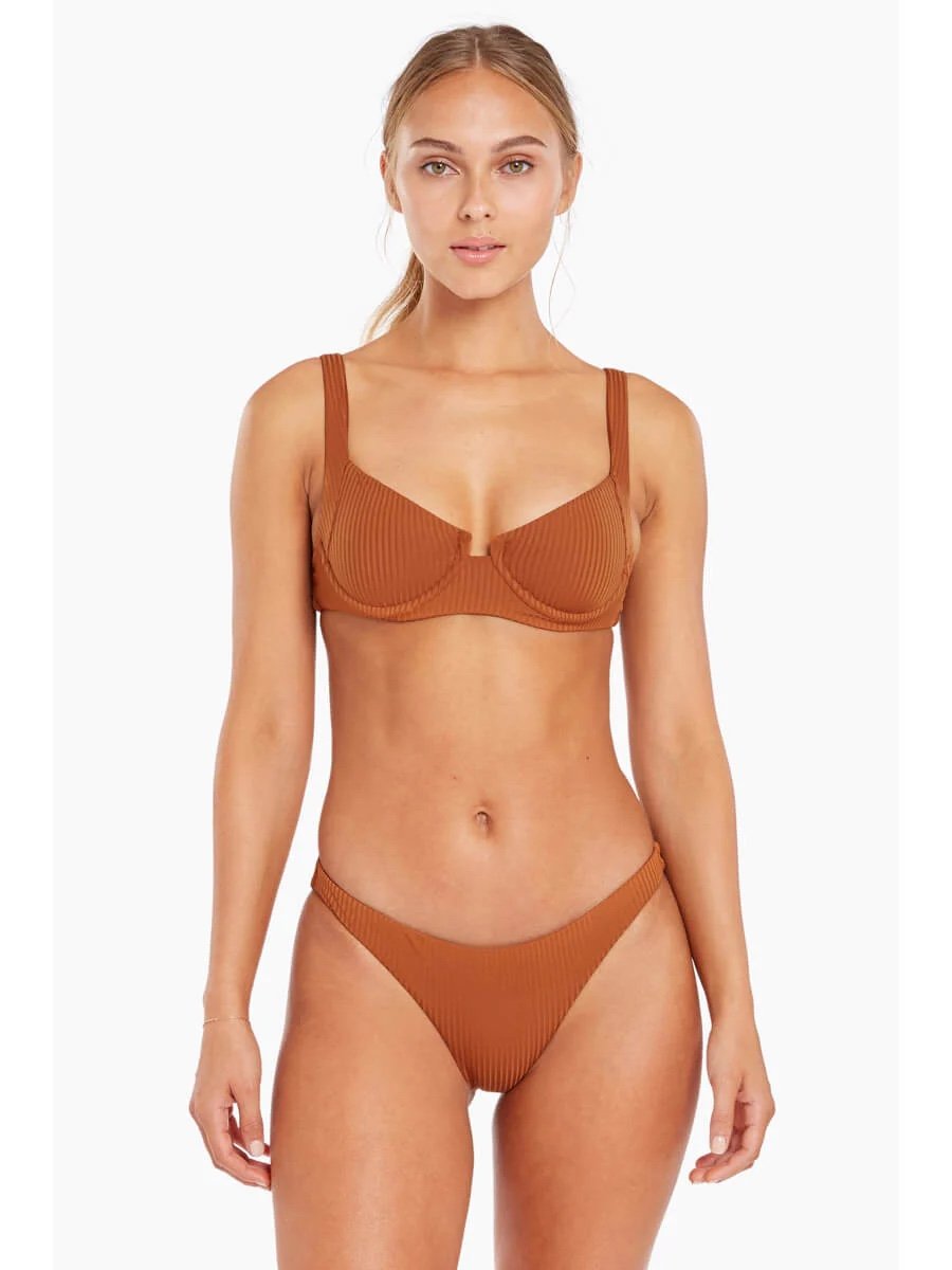 Vitamin A Demi Eco rib Bikini Set in Chai sz S