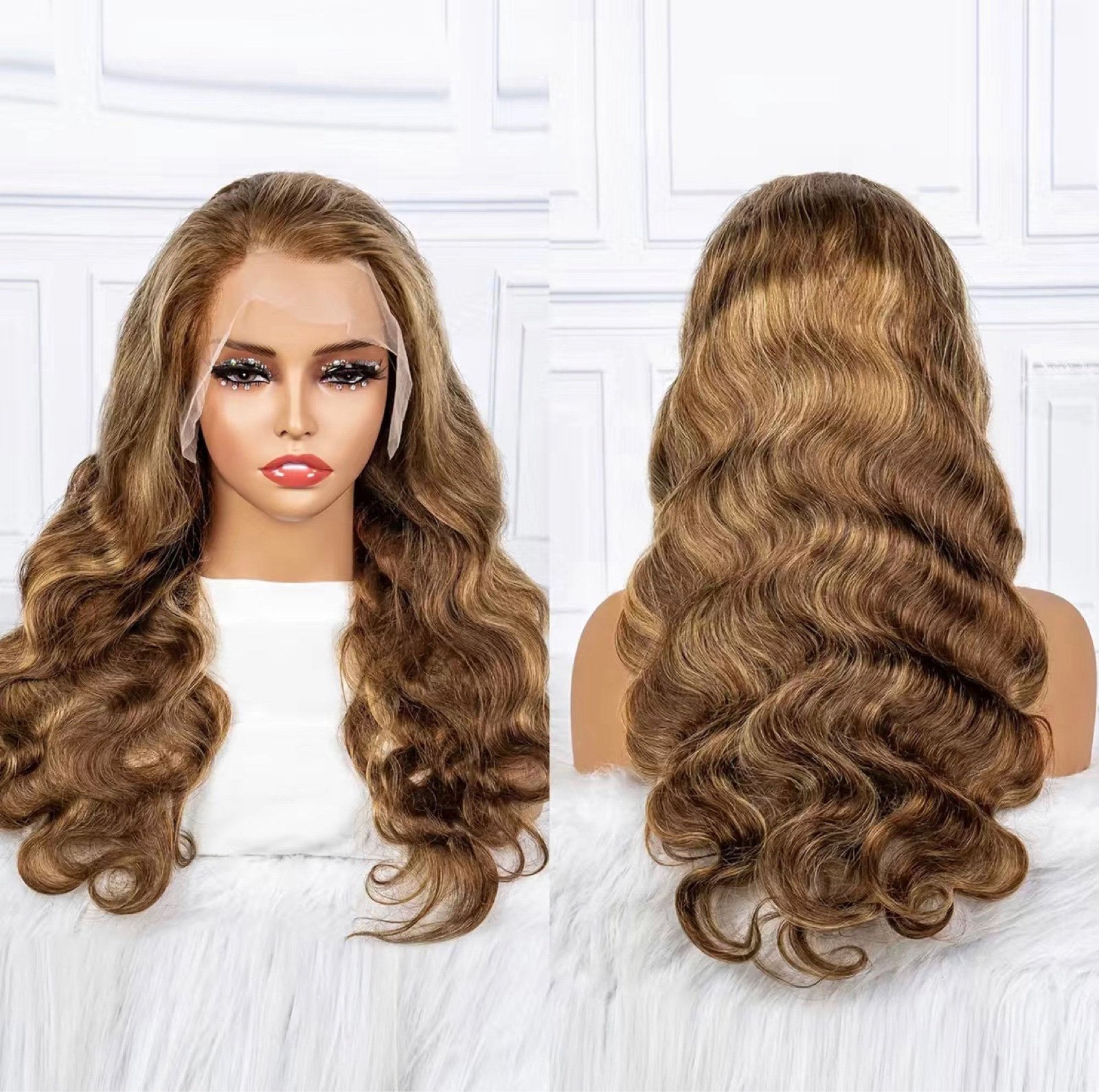 180% 13x4 Human Hair Body Wave Wig in Ombre 4/27 with Pre Plucked Baby Hair