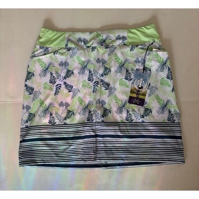 Tee Time Women's Golf Skort, Size M, Blue/White/Green, Poly/Spand, Has 4 Pockets