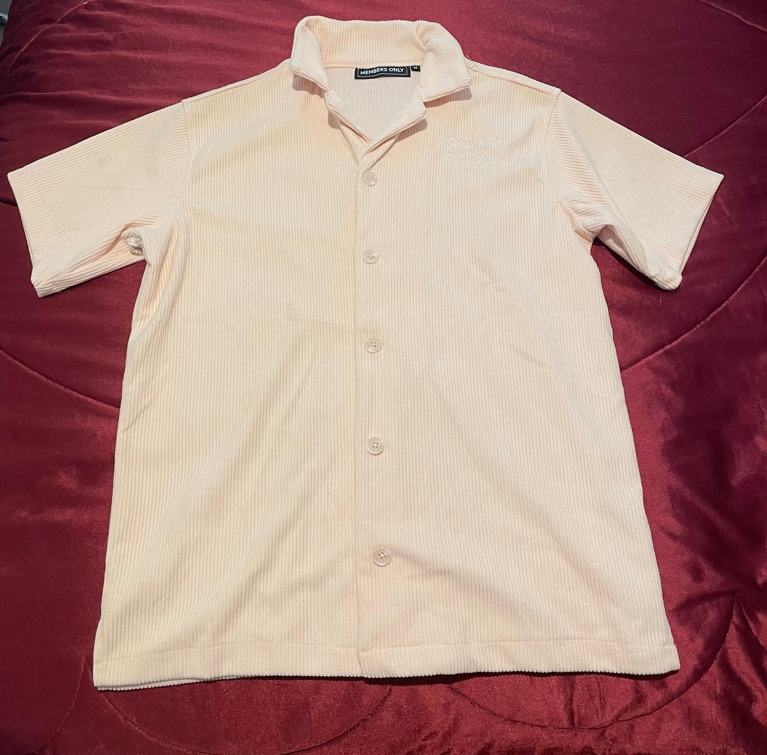 Members Only Short Sleeve Pink Button Up Shirt Men Size Medium