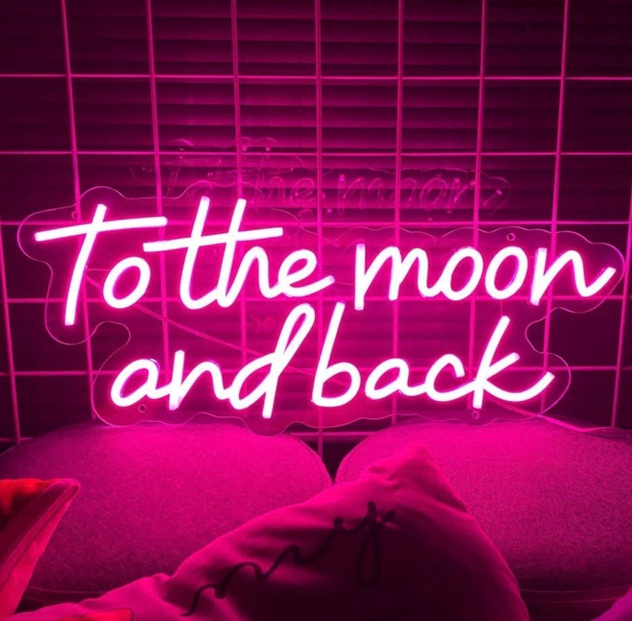 Lovely Bright Pink “to the moon and back” Neon Light Room Wall Decoration