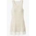Sleeveless Crochet Swimsuit Cover Up Dress With Fringes