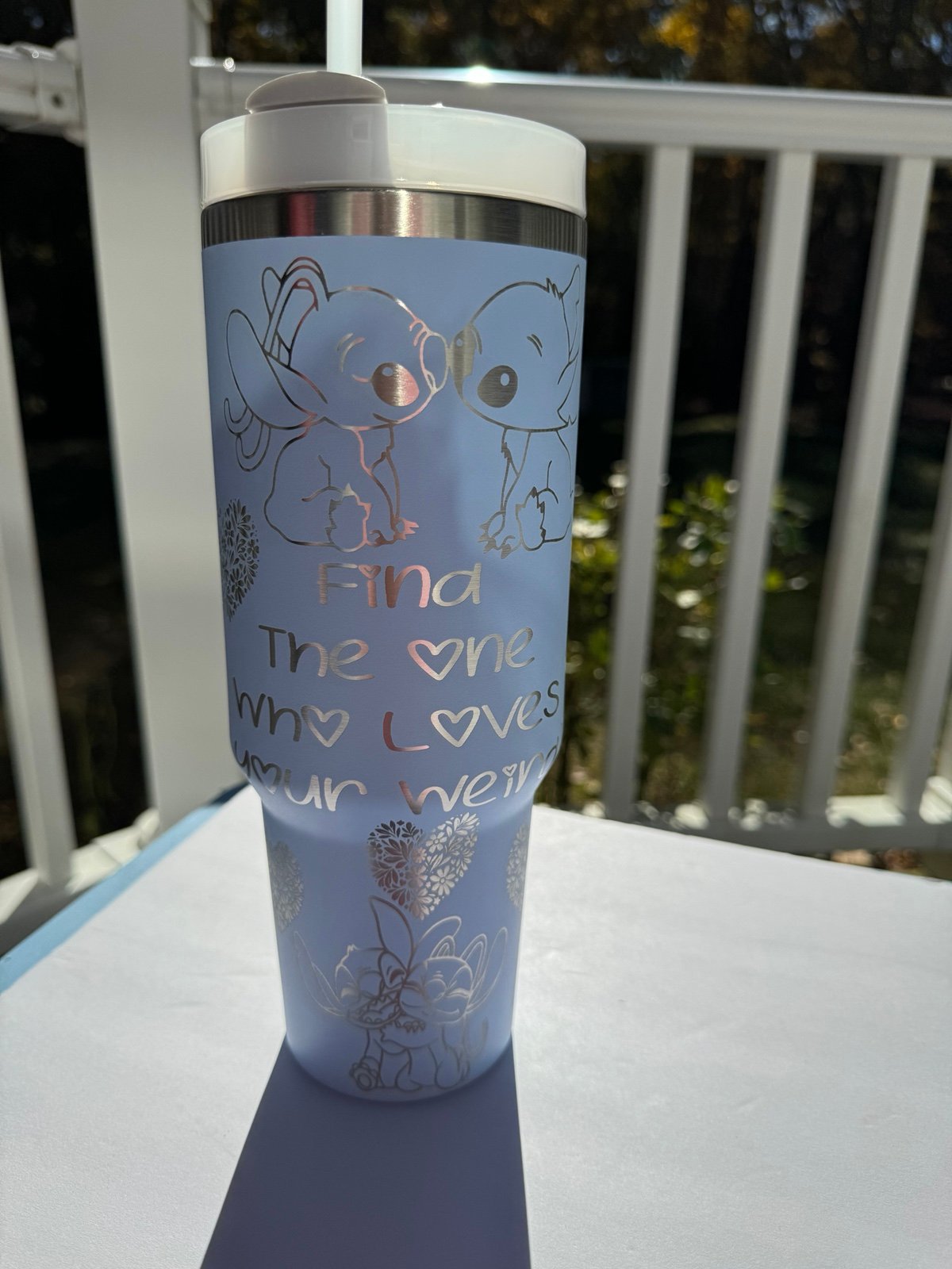 40oz Insulated Tumbler Laser Engraved Disney Lilo & Stitch - Stitch & Angel