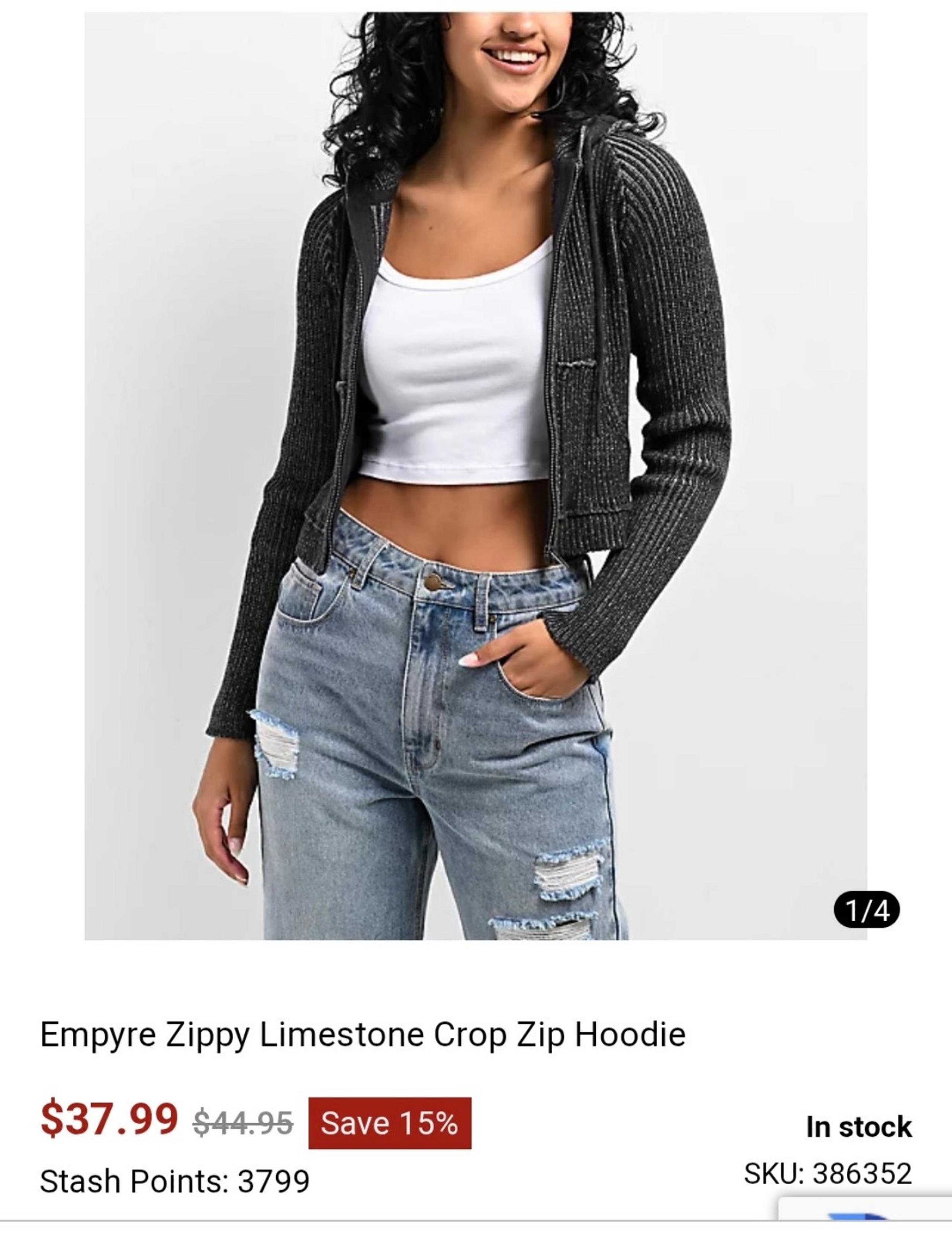 Empyre crop zip hoodie size M