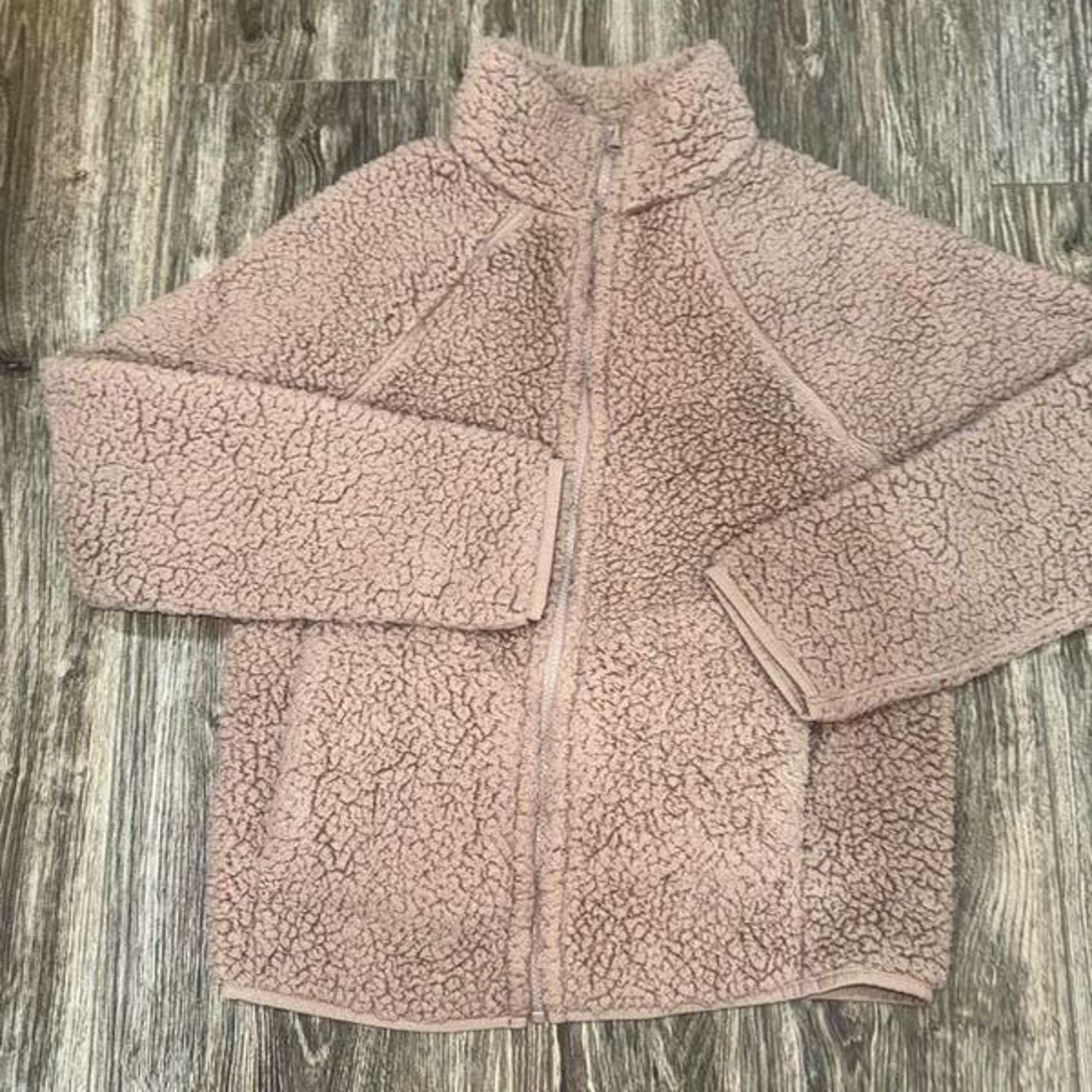 Double Zero Full Zip Light brown Taupe Sherpa Fleece S Womens with Pockets