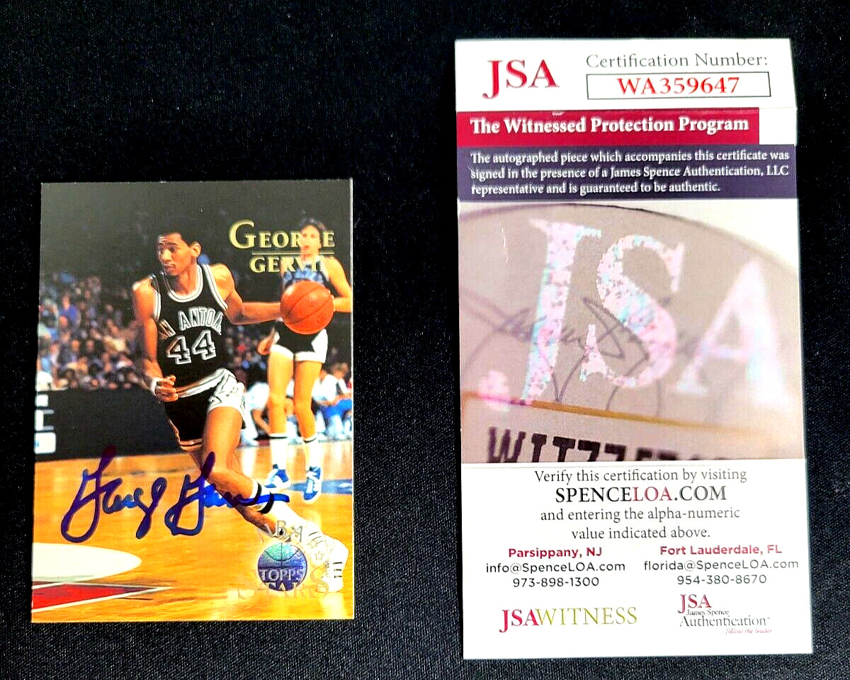 1996 GEORGE GERVIN JSA SIGNED AUTOGRAPH AUTO NBA TOPPS STARS EXCELLENT COND H109