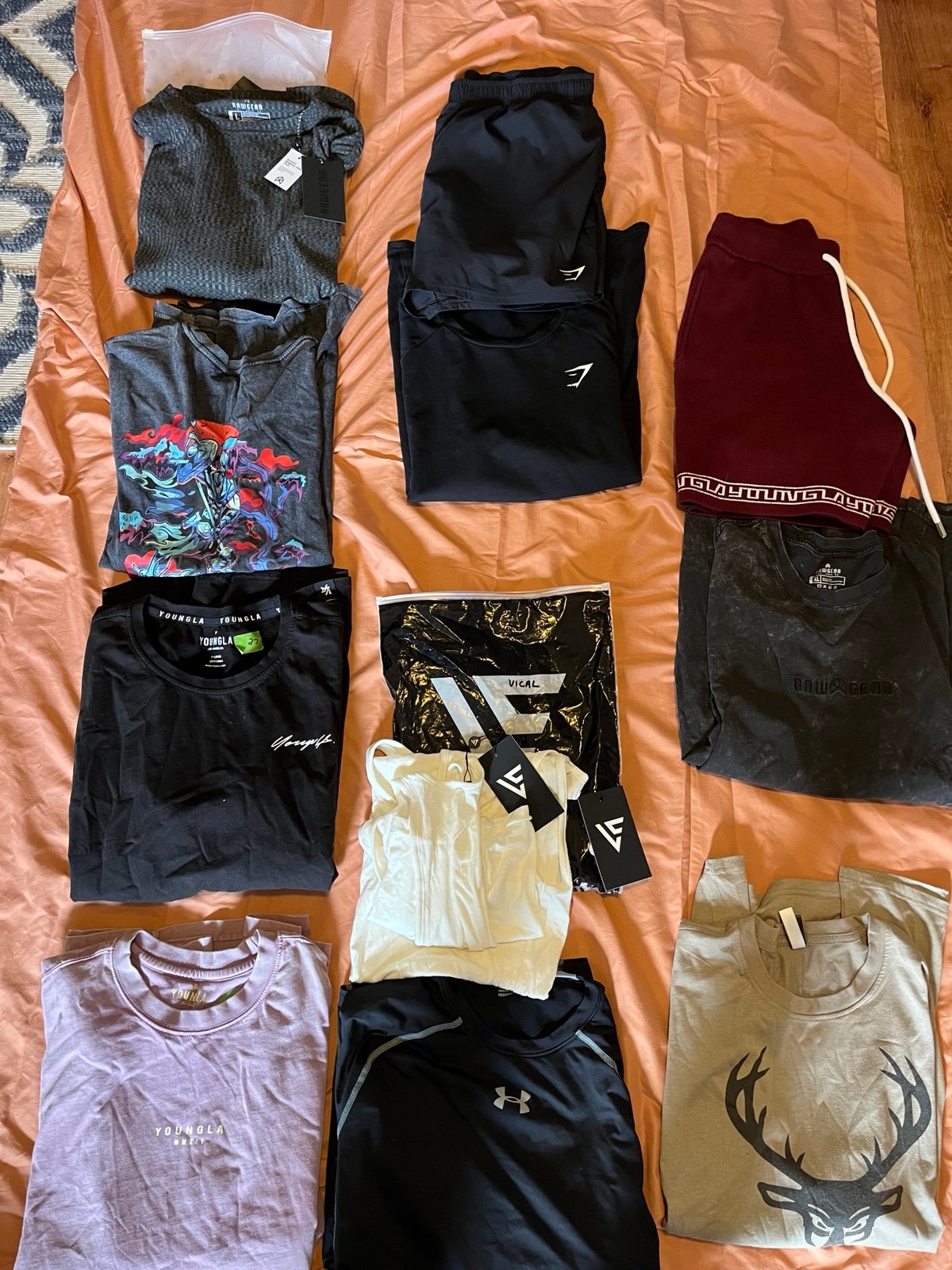 YoungLA,Rawgear,Gymshark,Vical fitness clothes