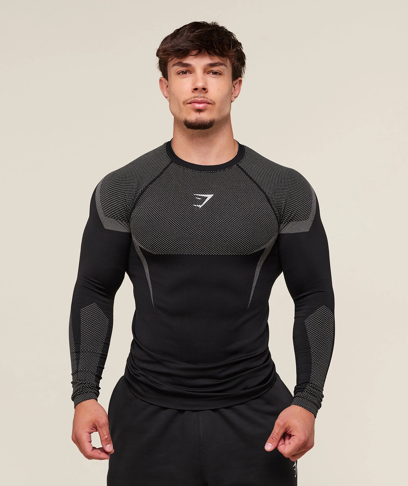 Size Large Gymshark Onyx 5.0 Seamless Long Sleeve Black Grey T-Shirt Size Large