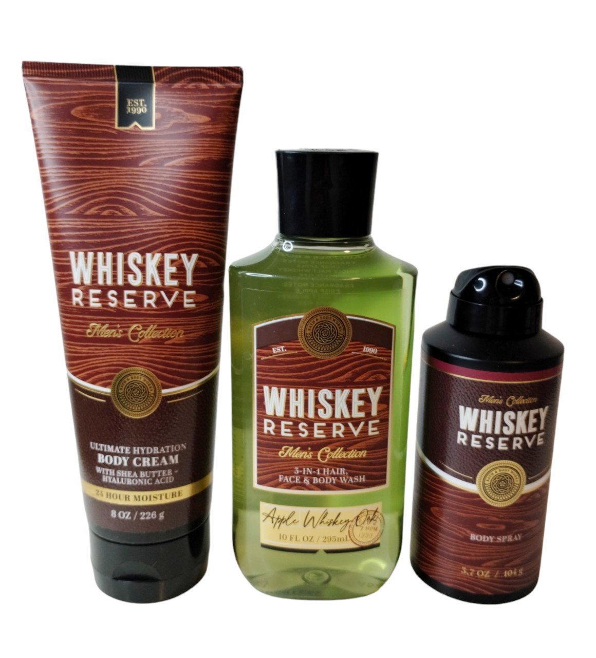 3 Bath and Body Works WHISKEY RESERVE Body Spray, Cream, & Shower Gel 3in1