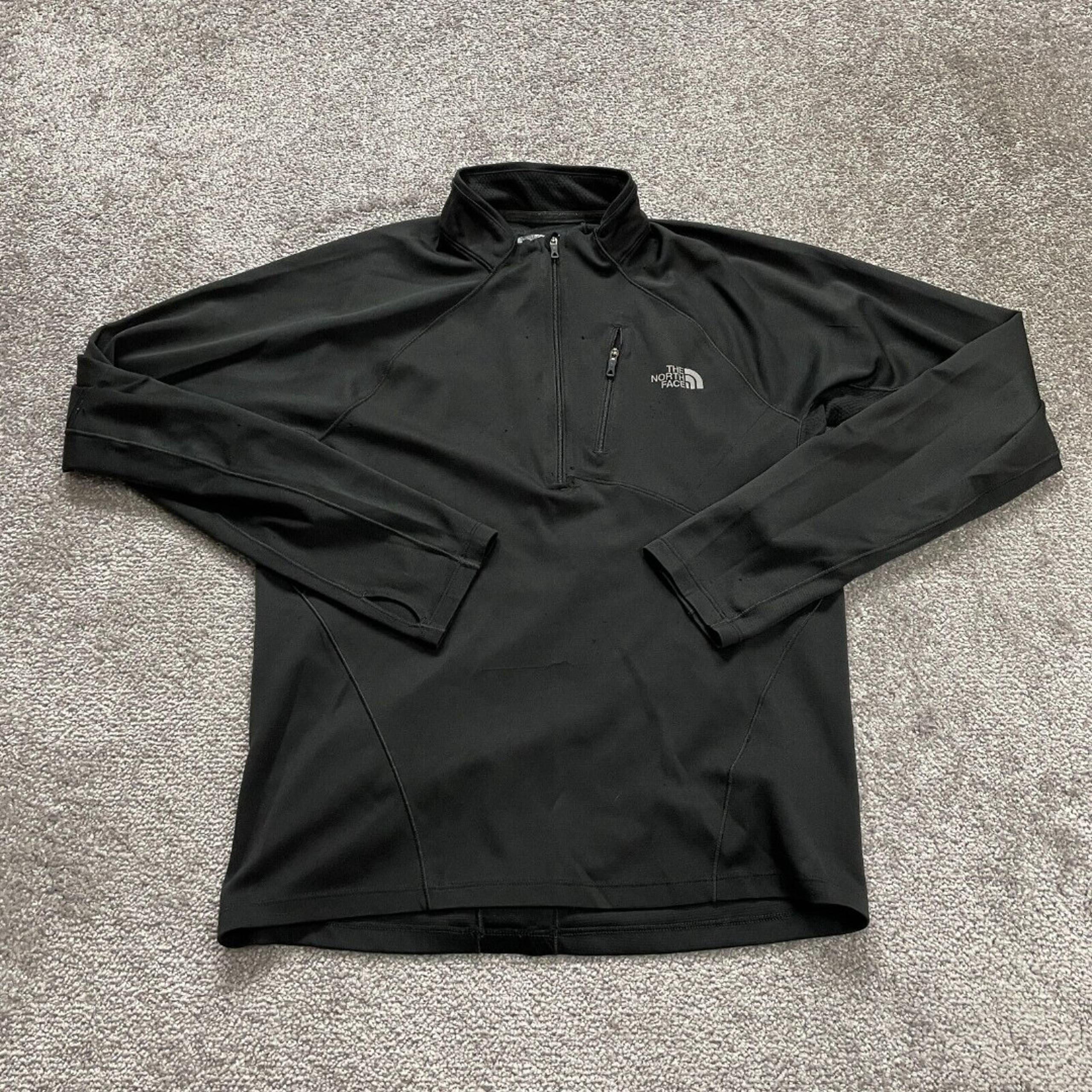 The North Face Flashdry Active Jacket Mens Small Black Full Zip Thumbholes Run