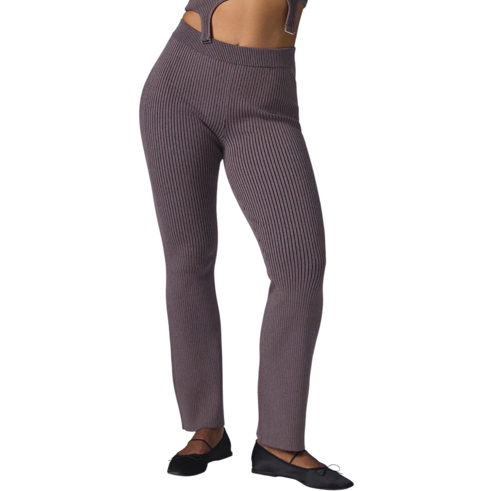 Alo Yoga Denim Knit High-Waist Flare Pant Raisinette/Black S