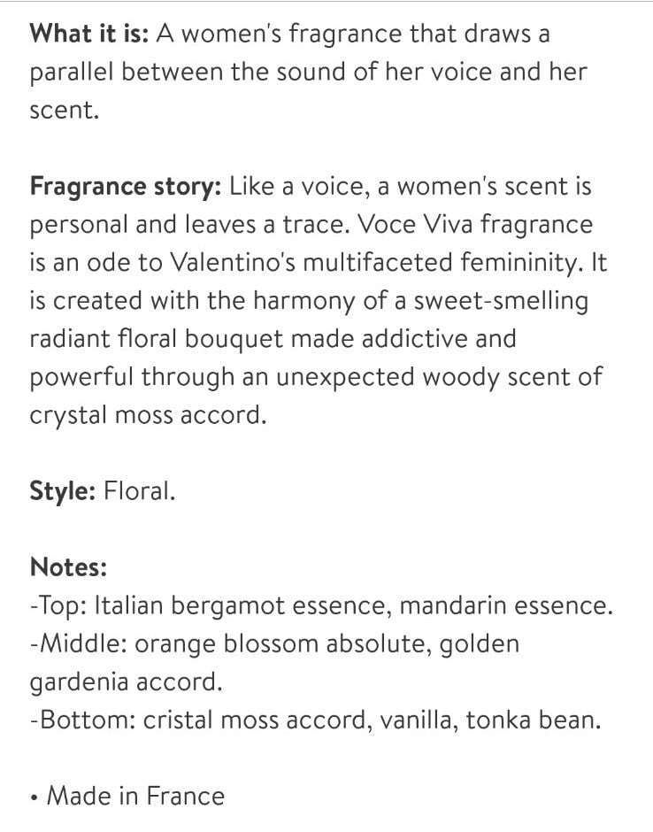 Outlets Valentino Voce Viva eau de perfume
