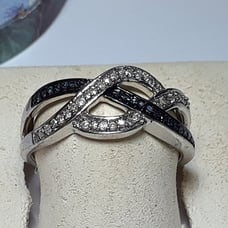 .23ctw Real round Blue & White Diamond Weaved Sterling Silver S-7 Ring #19865