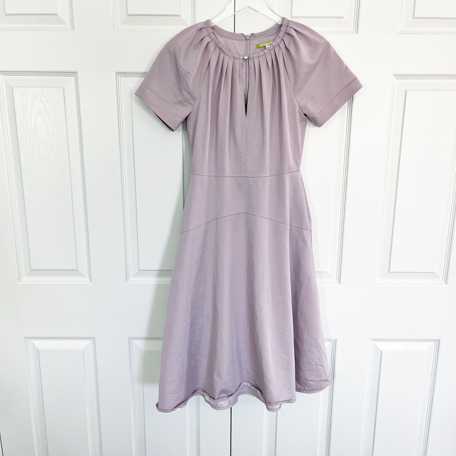 Gianni Bini Lilac Fit and Flare Pintuck Dress