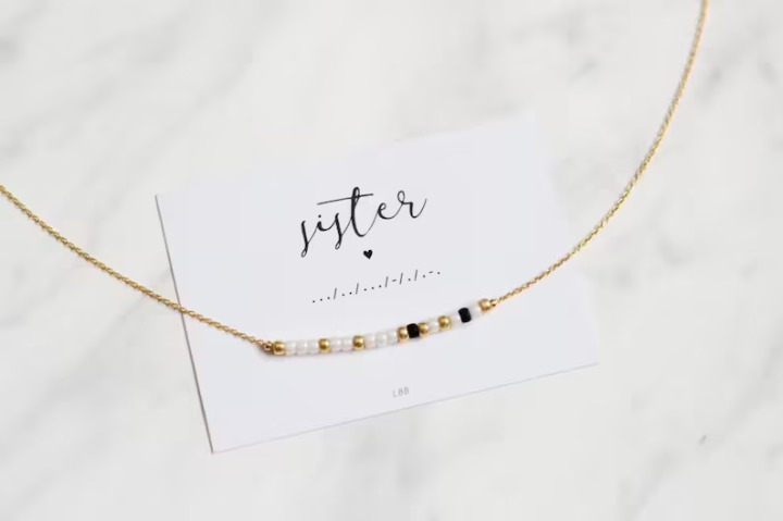 SISTER Morse Code Necklace, Sister Morse Code Jewelry, Gift for sister, Christma