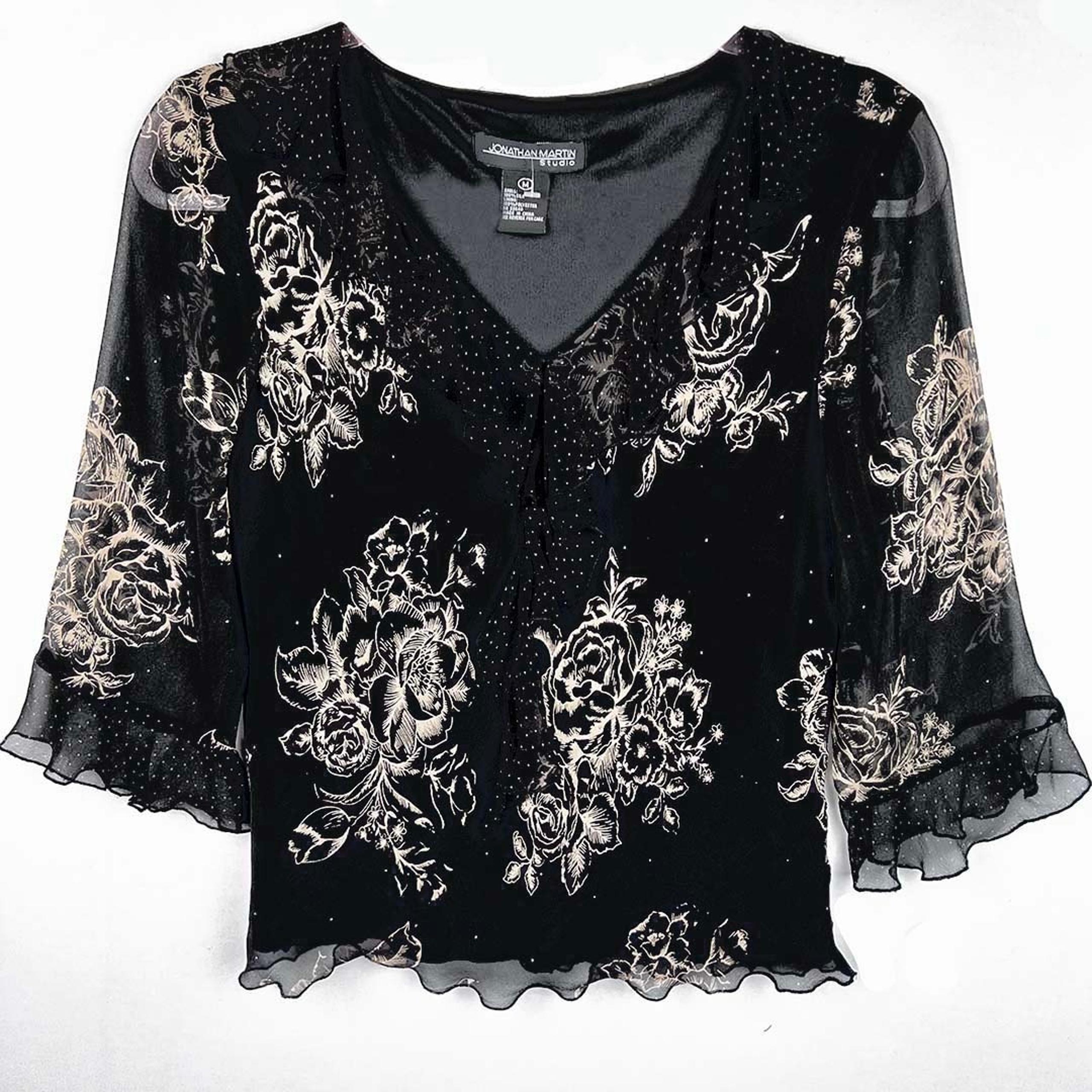 Jonathan Martin 100% Silk Floral Top Size Medium