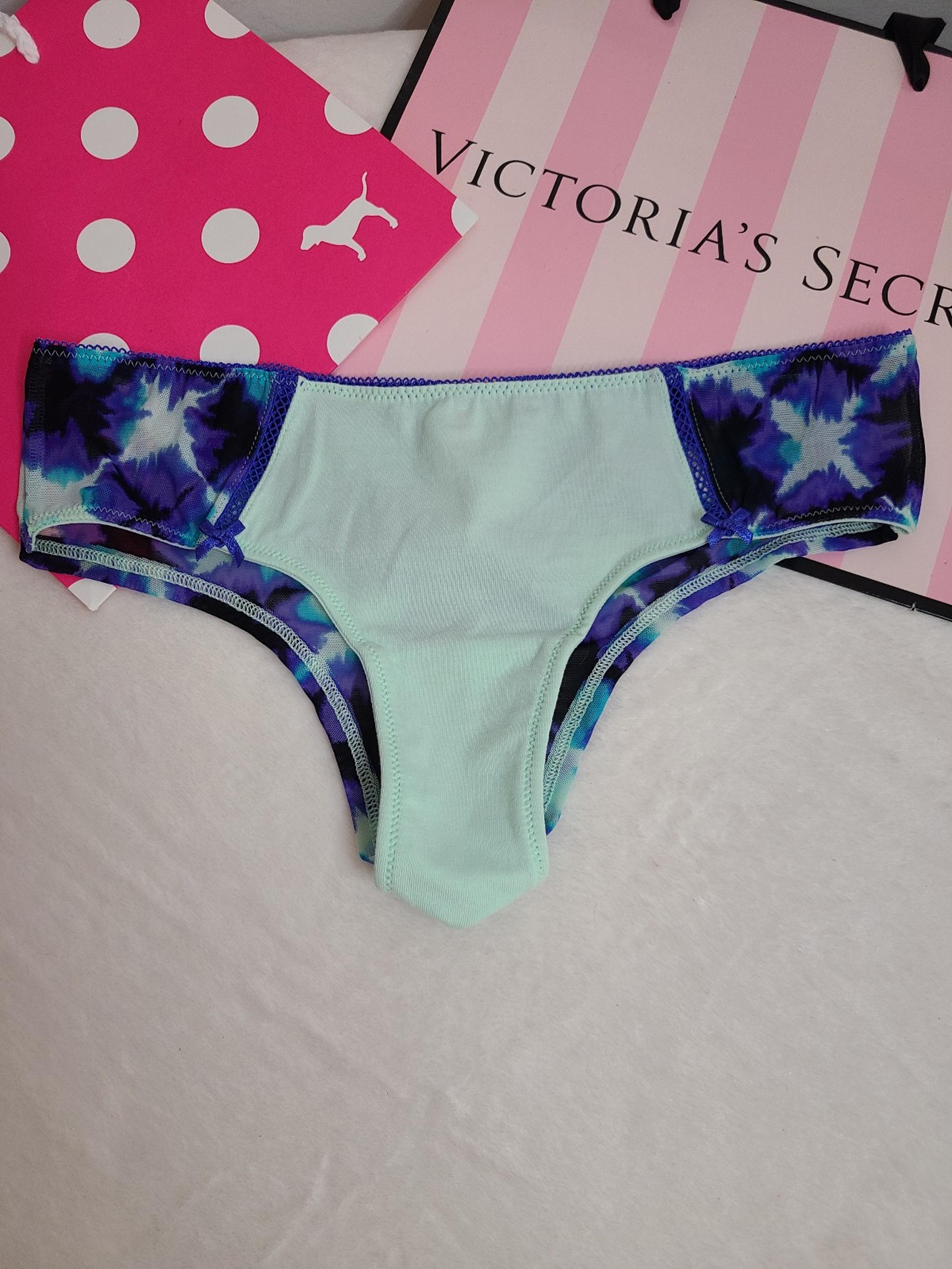 New VS PINK 2013 Cotton Mesh Extra Low Rise Cheekster Panty Size Sm Blue