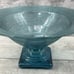 Vidrios San Miguel Teal Recycled Glass Pedestal Footed Bowl Handmade Spain