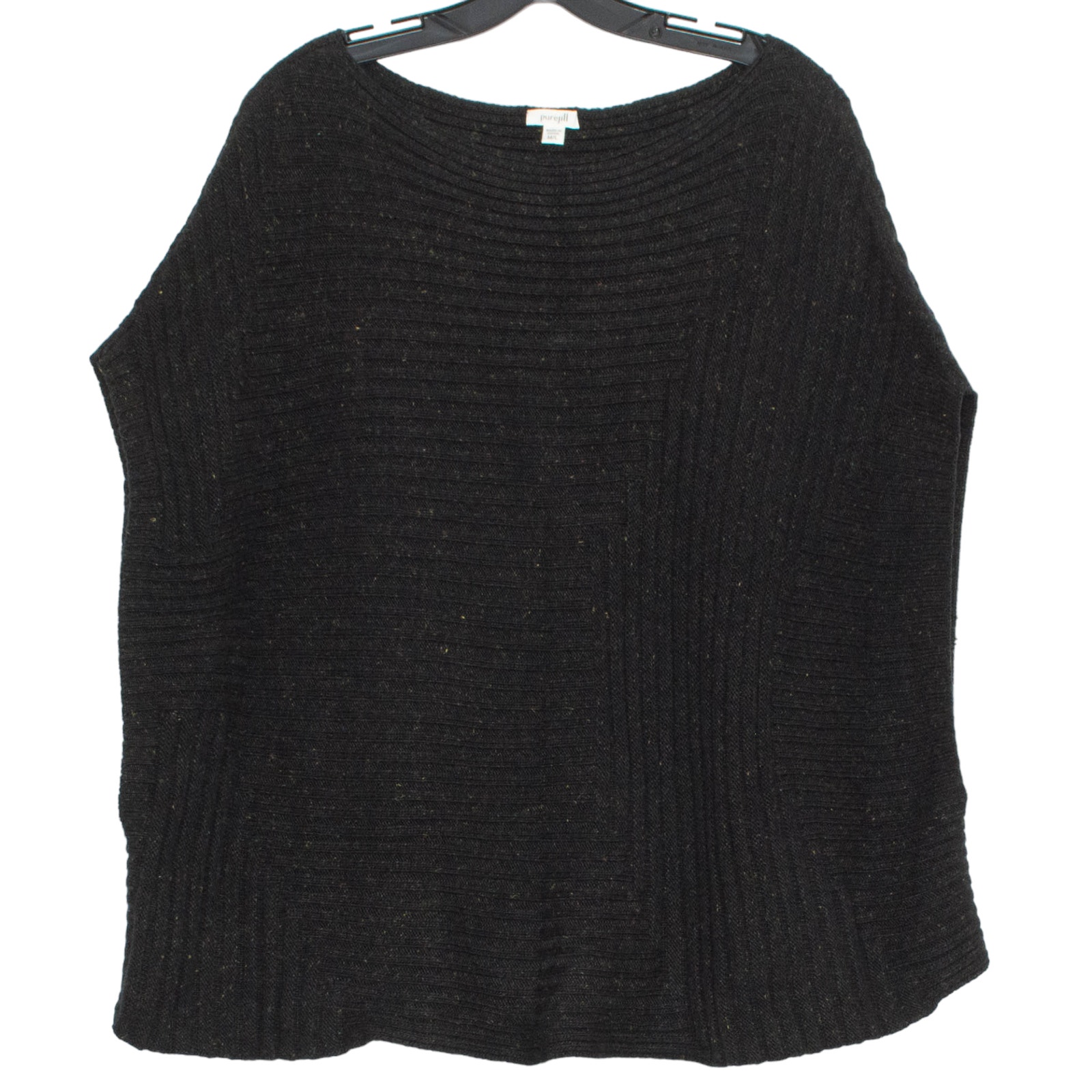Pure J Jill Sweater Vest Poncho Wool Linen Minimalist Capsule Cozy Black M/L KJ