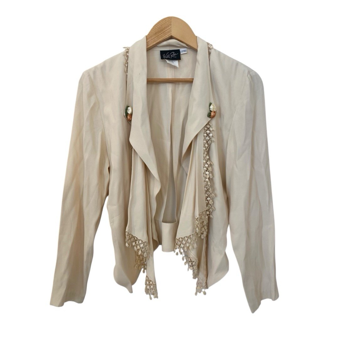 Wild Rose Vintage Applique Key Hole Back Bolero Jacket