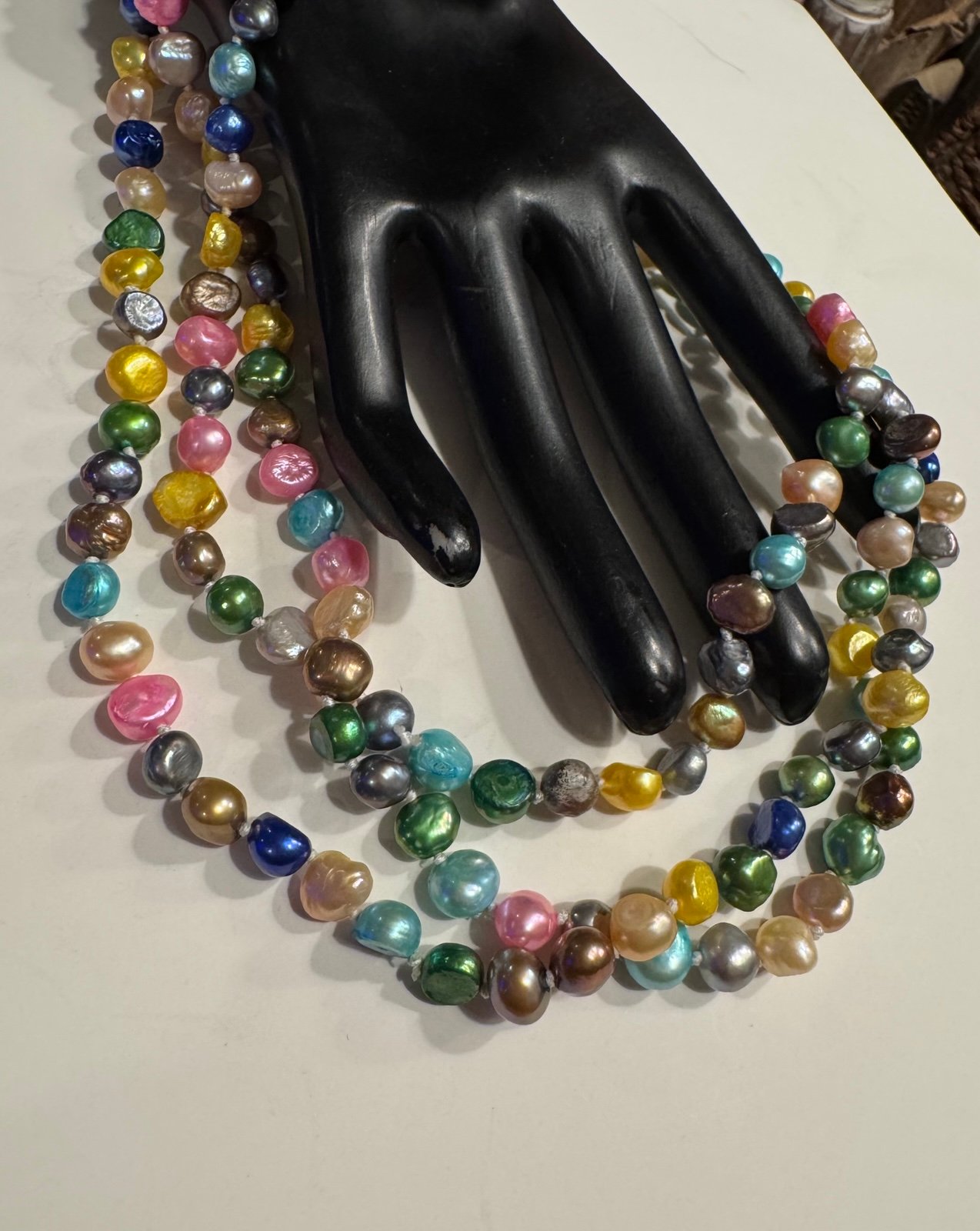 Multicolor Freshwater Cultured Pearl Necklace, Dyed Multicolor Baroque Pearls