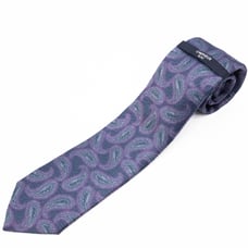 Daniel Cremieux Purple Paisley 100% Silk Neck Tie Made In Italy