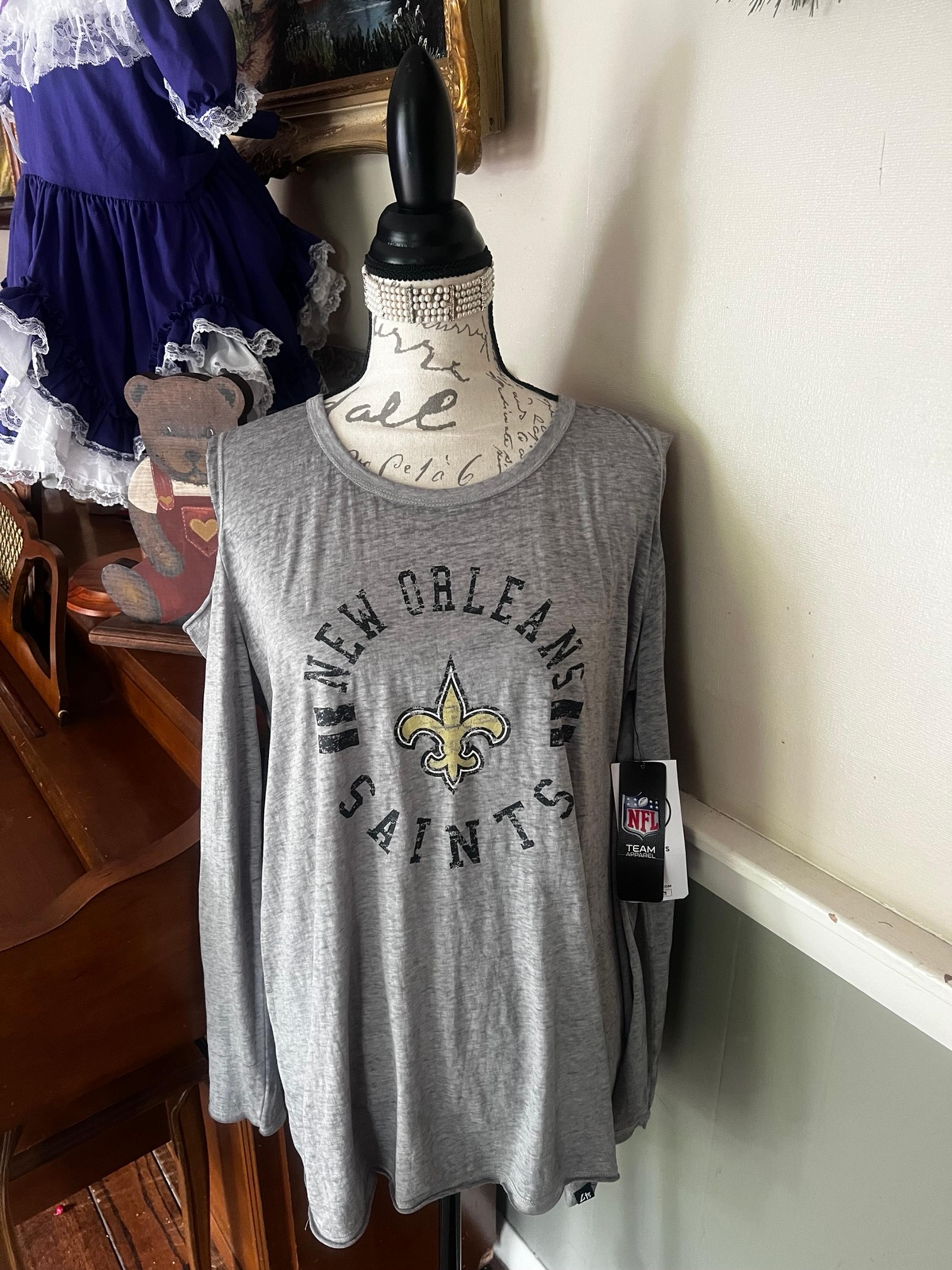 LADIES NFL NEW ORLEANS SAINTS 47 BRAND SHOULDER FADE-OUT LONG SLEEVE T-SHIRT NWT