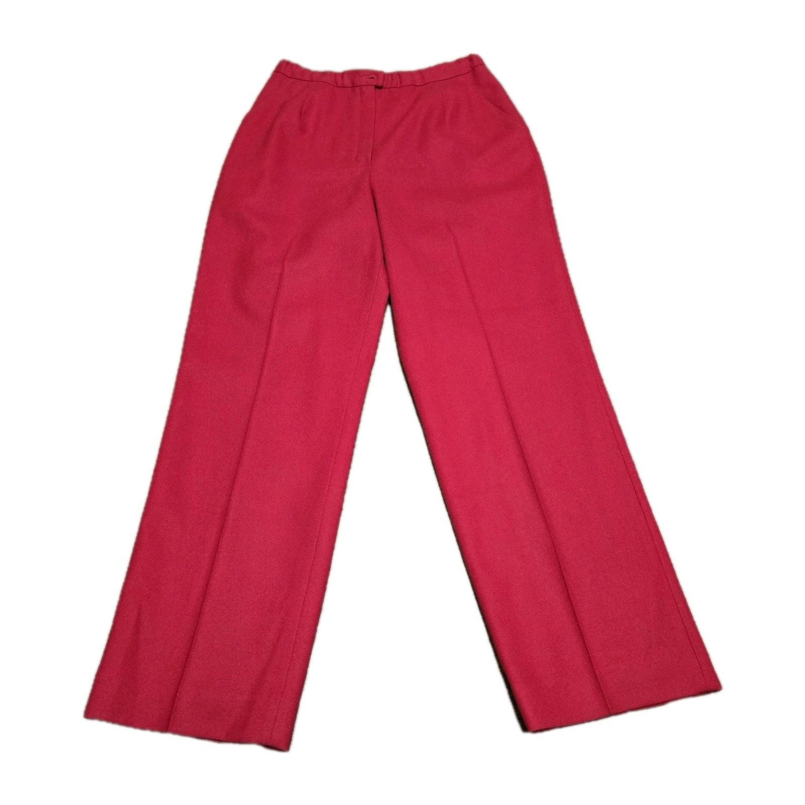 Pendleton Pants Women 10 Petite Red Wool Pleated Front Straight Leg Trouser