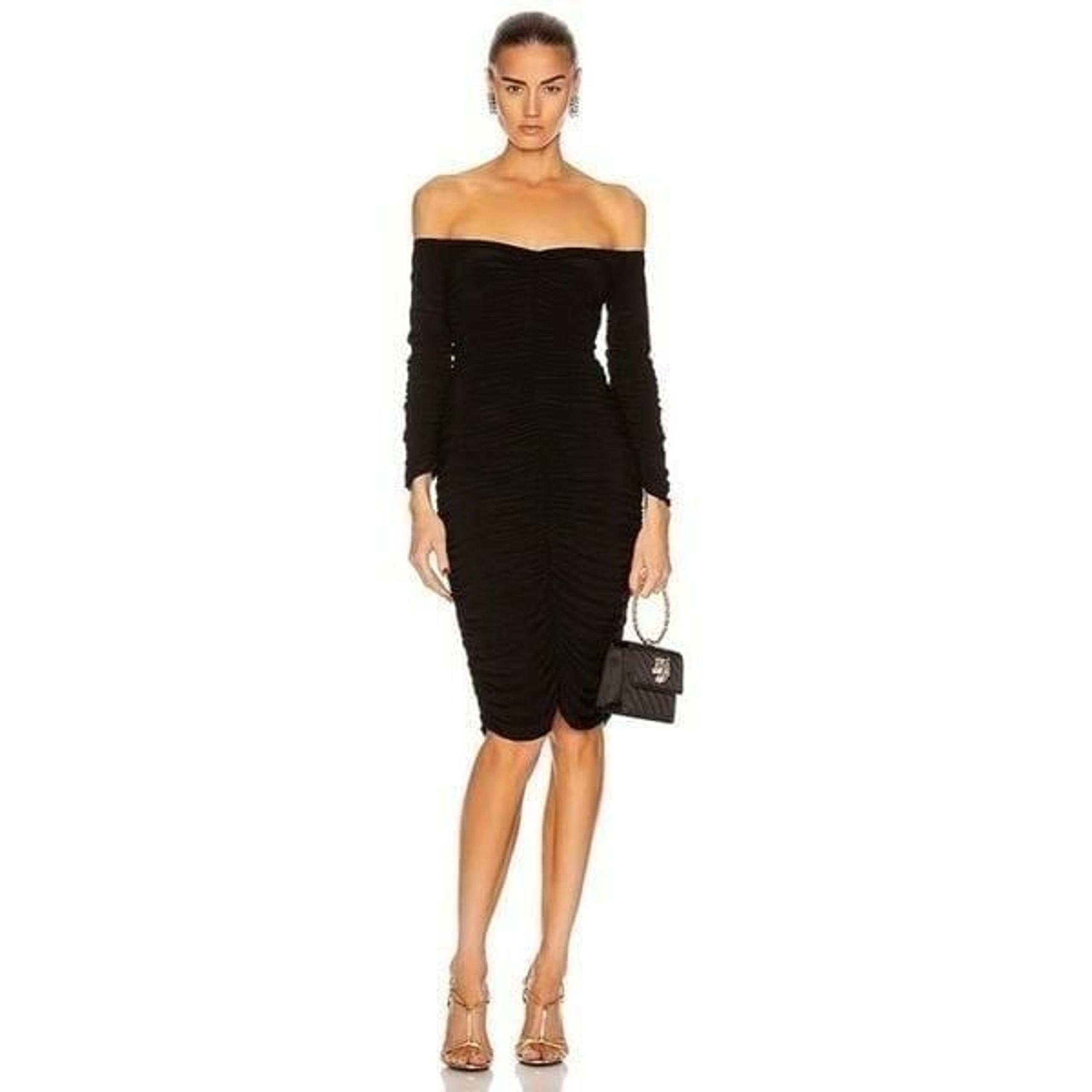NORMA KAMALI Off Shoulder Slinky Dress in Black Small New Womens Midi Cocktail L