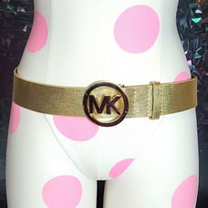 Michael Kors Gold MK Buckle Shiny Textured Belt SZ: M NWOT