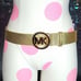 Michael Kors Gold MK Buckle Shiny Textured Belt SZ: M NWOT