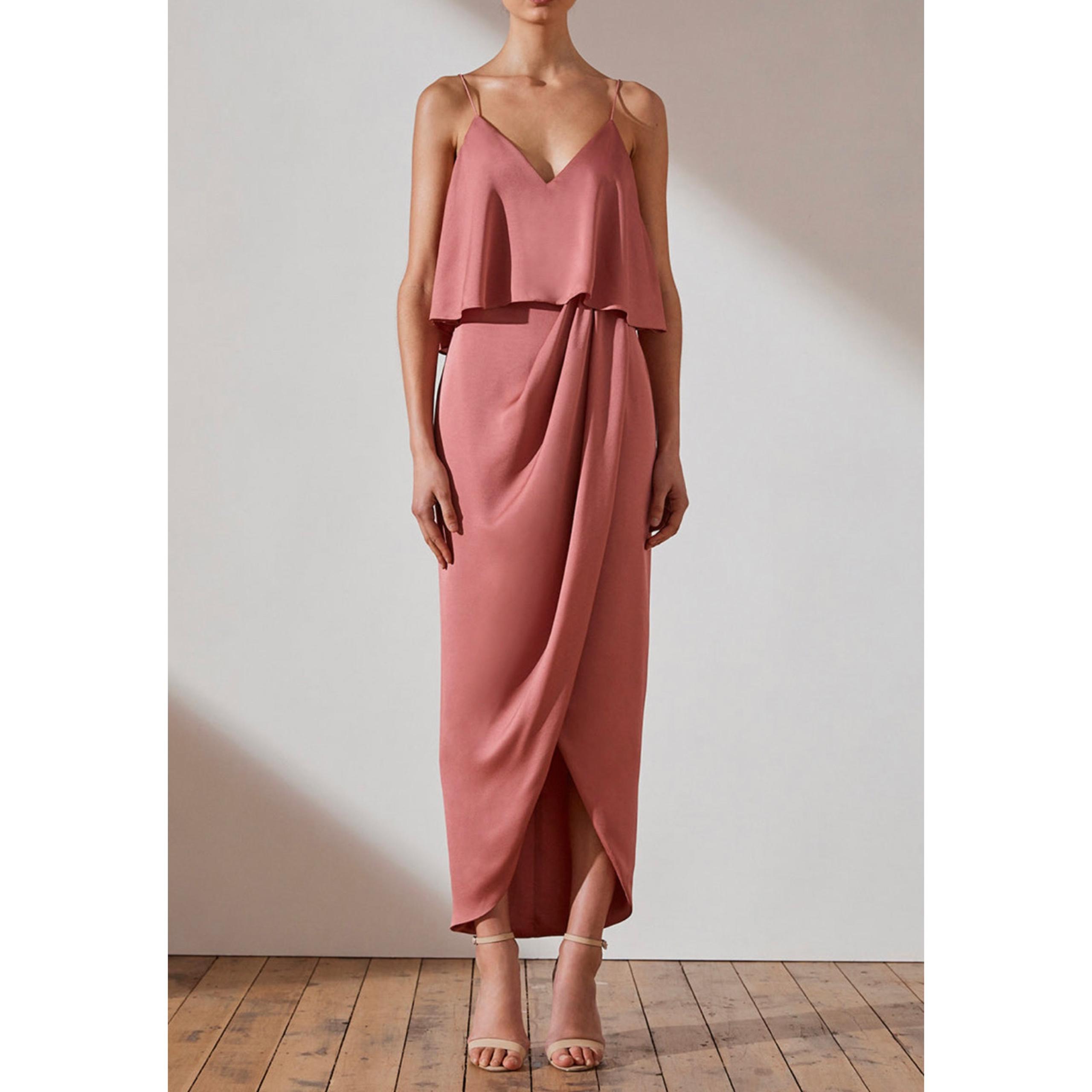 NWT Shona Joy Rose Luxe Frill Cocktail Dress
