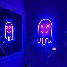 Halloween Ghost Neon Sign Pink Blue - Led Lights for Game Room Neon Sign