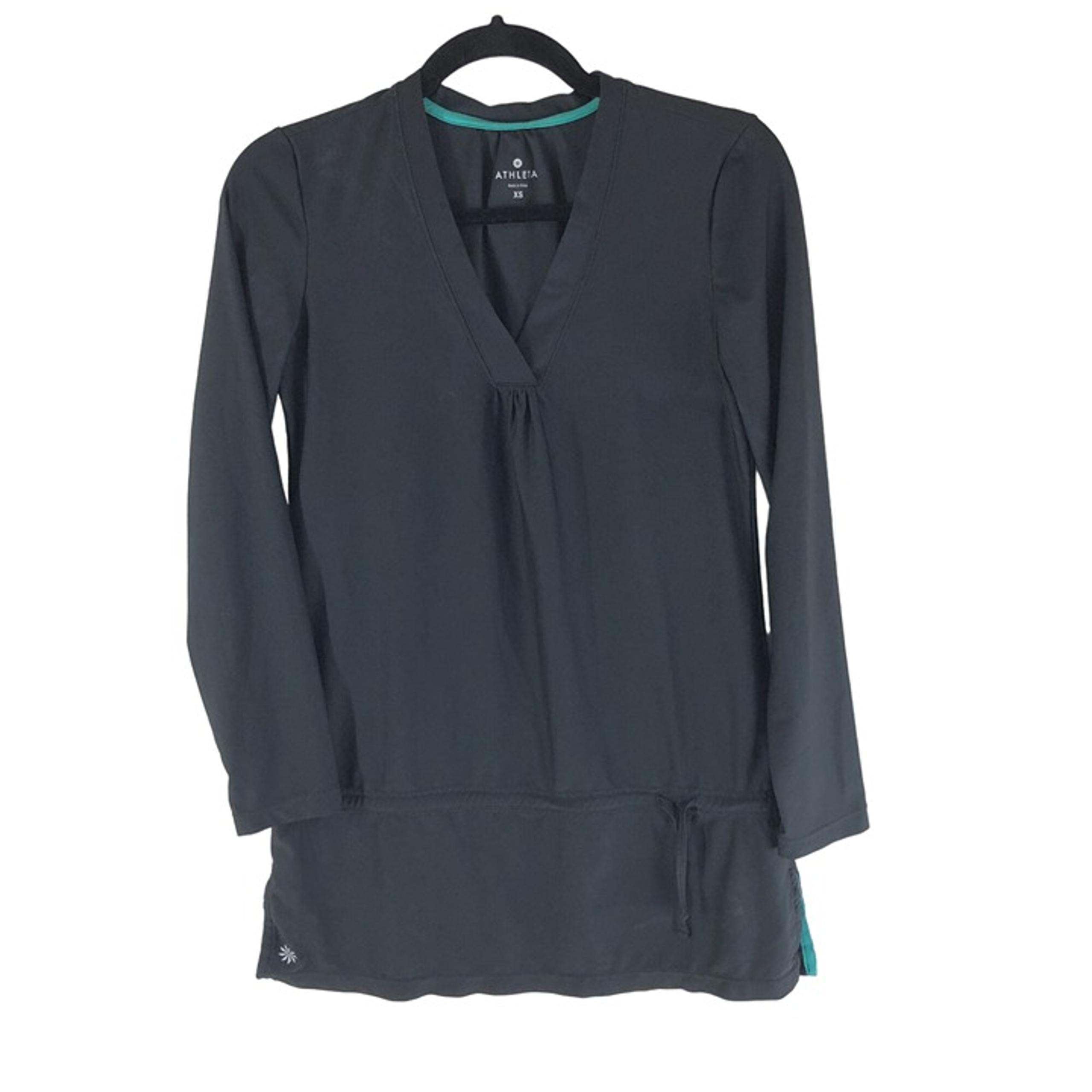 Athleta Wick-It Swimsuit Bathing Suit Coverup Drop Waist V Neck Black XS